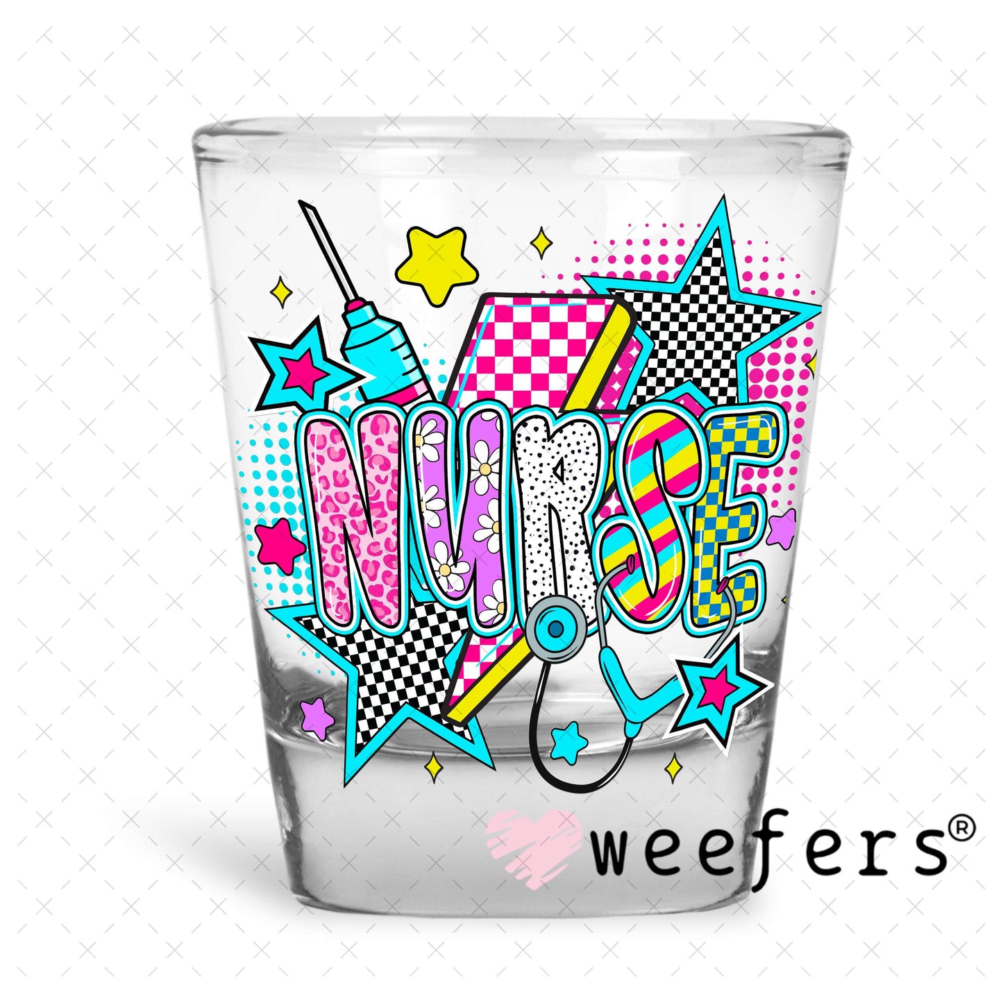 Nurse Stars UV DTF Decal Shot Glass Heavy Base Weefers
