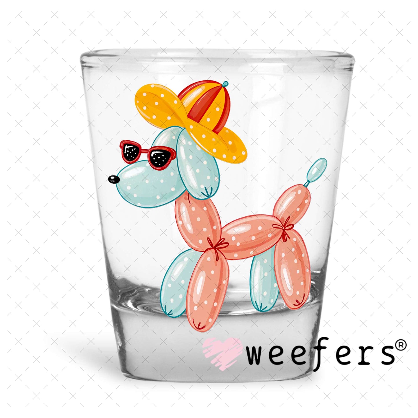 Summer Balloon Dog UV DTF Decal Shot Glass Heavy Base Weefers