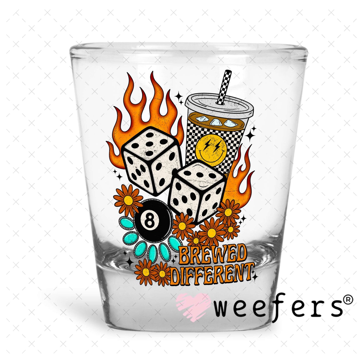 Brewed Different UV DTF Decal Shot Glass Heavy Base Weefers