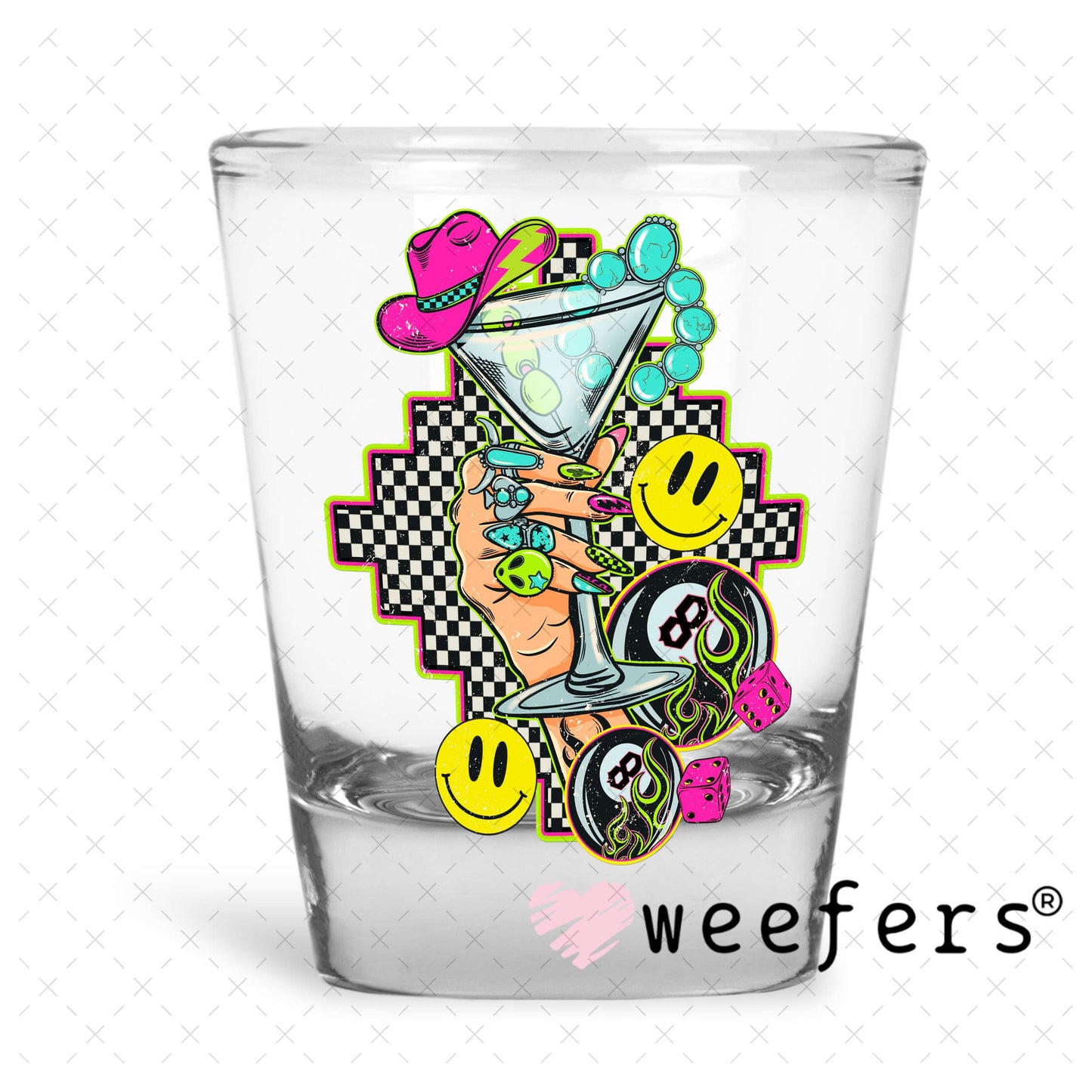 Cowgirl Martini UV DTF Decal Shot Glass Heavy Base Weefers
