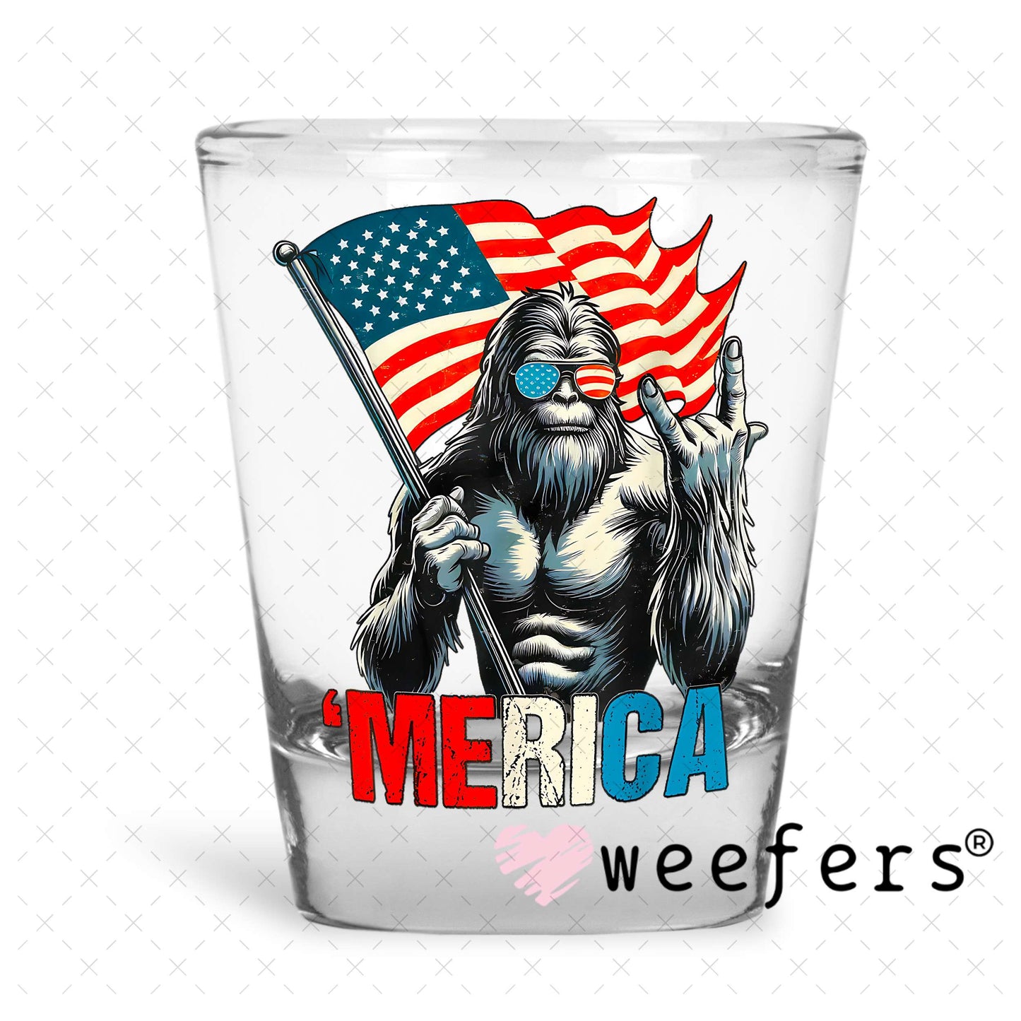 'Merica Gorilla UV DTF Decal Shot Glass Heavy Base Weefers