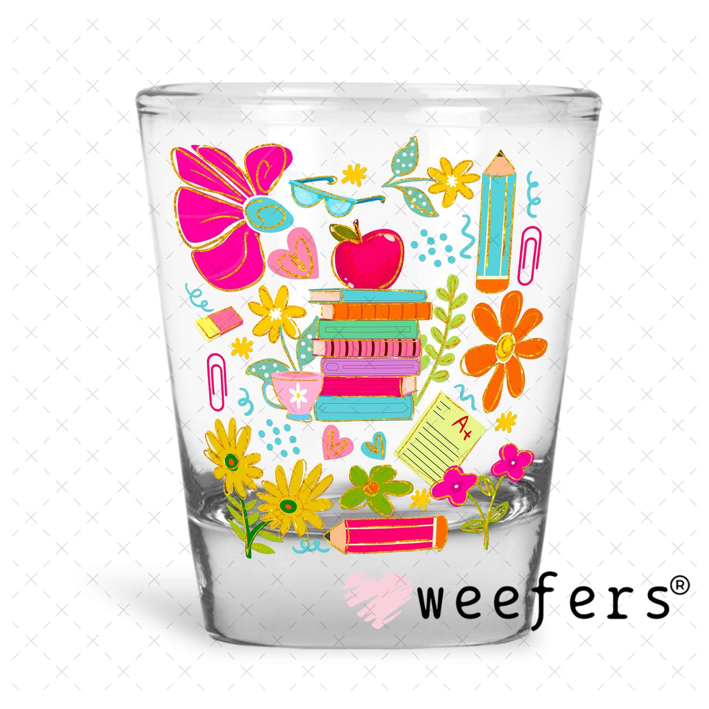 Teacher School Days UV DTF Decal Shot Glass Heavy Base Weefers