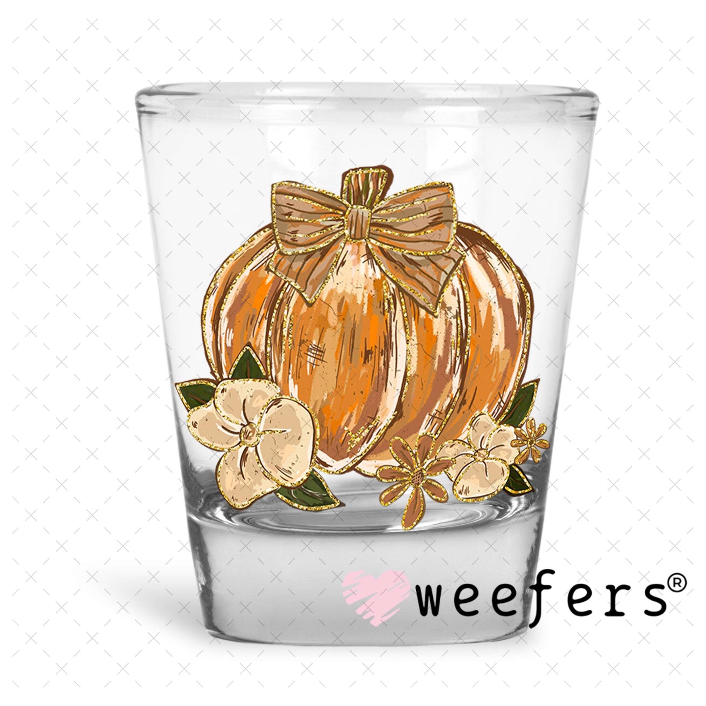Autumn Pumpkin UV DTF Decal Shot Glass Heavy Base Weefers