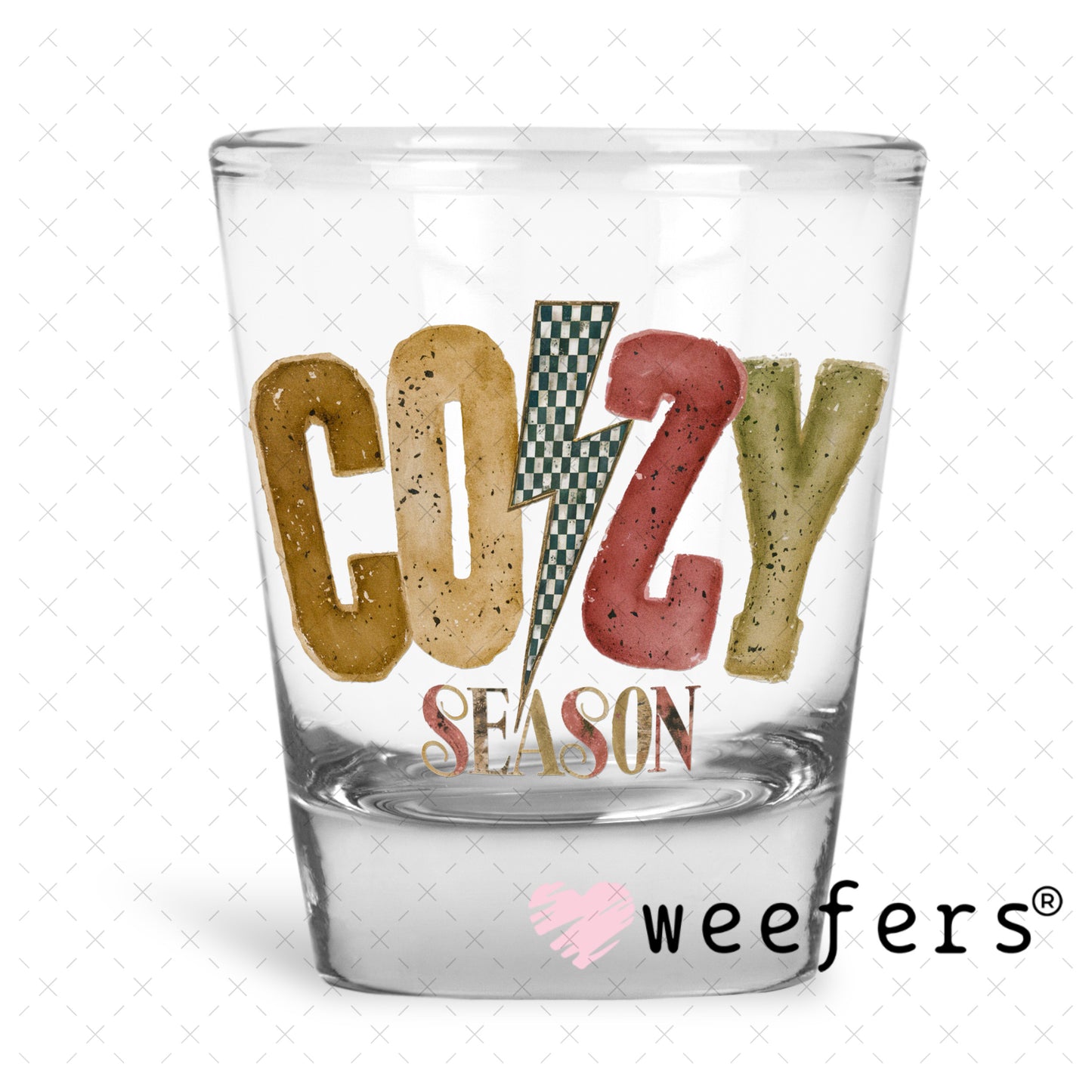 Cozy Season UV DTF Decal Shot Glass Heavy Base Weefers