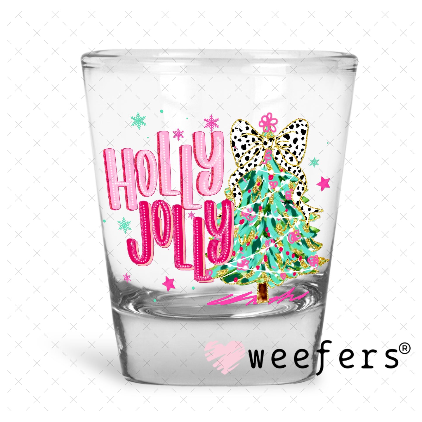 Holly Jolly Pink UV DTF DecalUV DTF Decal Shot Glass Heavy Base Weefers