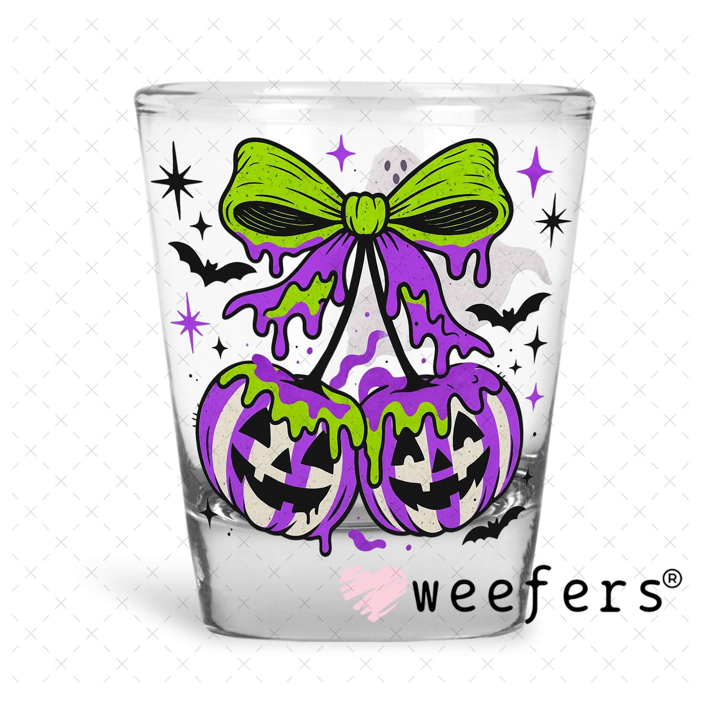Juice Cherry Bow UV DTF Decal Shot Glass Heavy Base Weefers