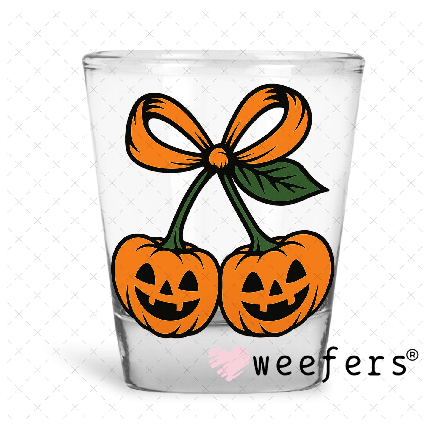 Pumpkin Cherries UV DTF Decal Shot Glass Heavy Base Weefers