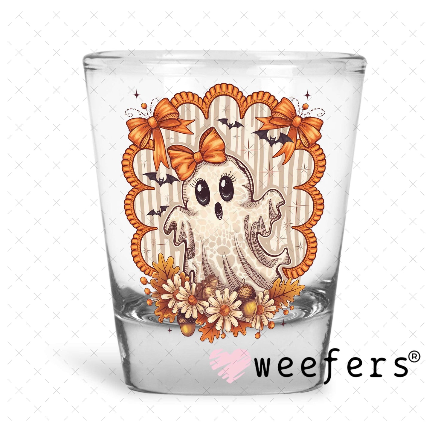 Fall Ghostie UV DTF Decal Shot Glass Heavy Base Weefers