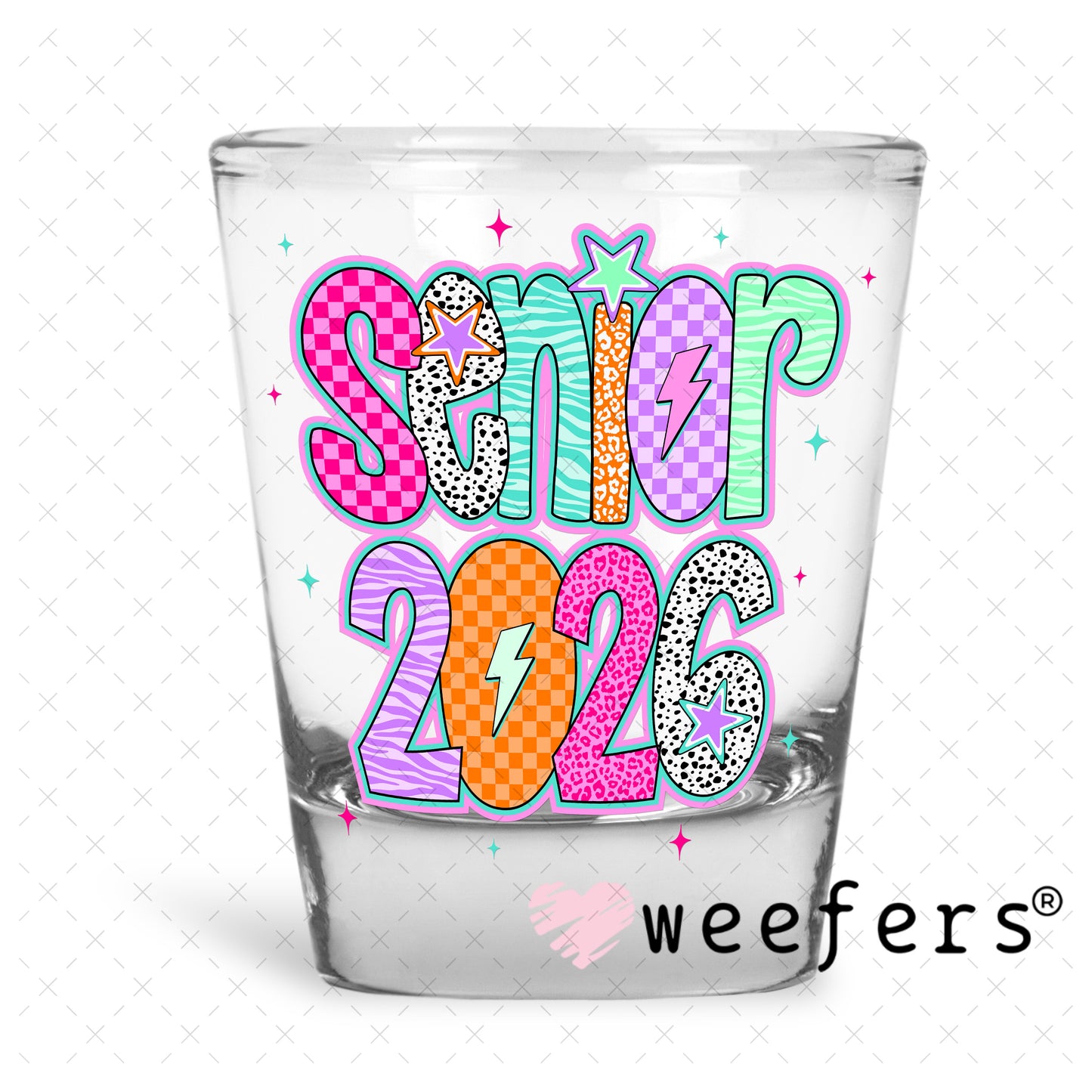 Senior 2026 UV DTF Decal Shot Glass Heavy Base Weefers