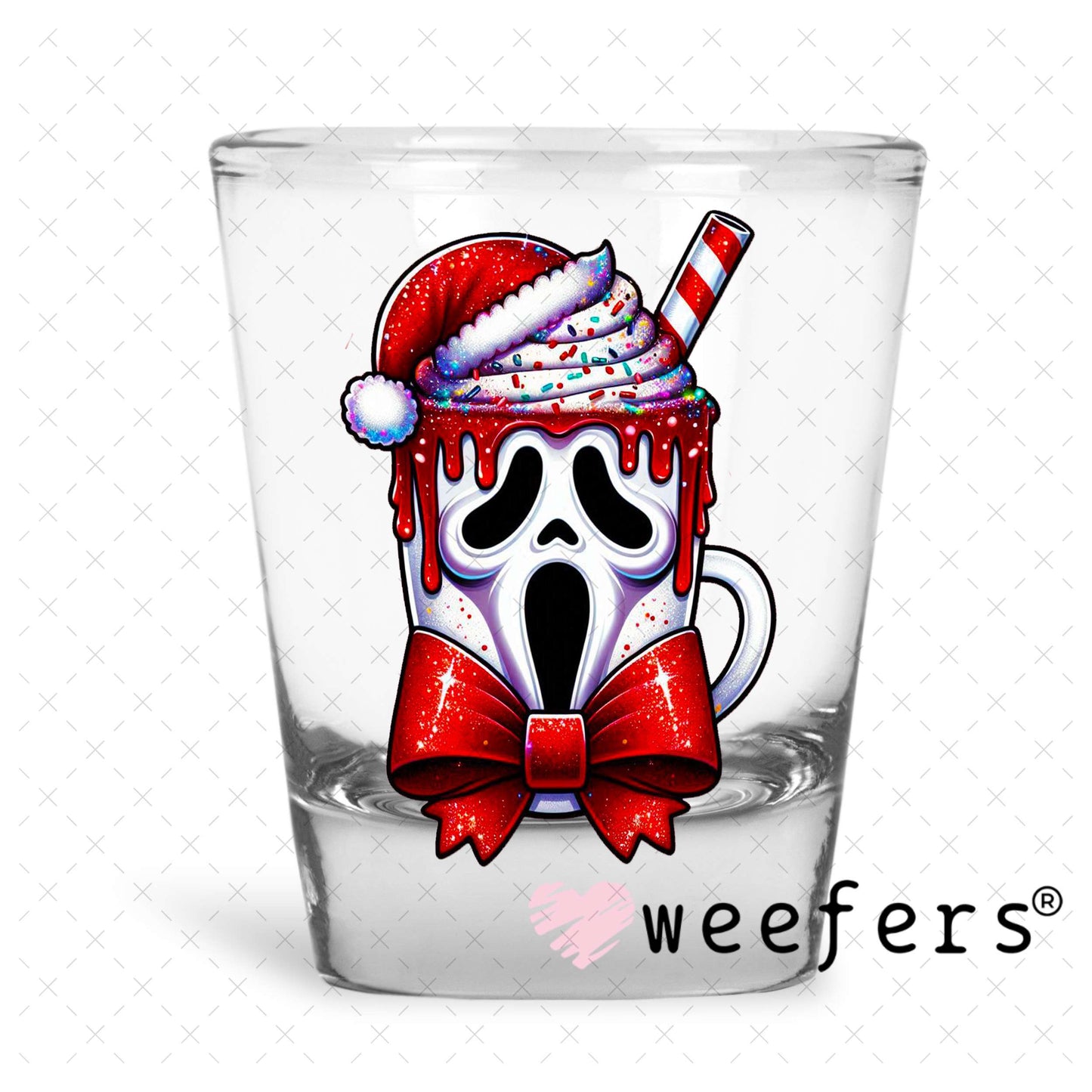 Christmas Ghost Guy UV DTF Decal Shot Glass Heavy Base Weefers