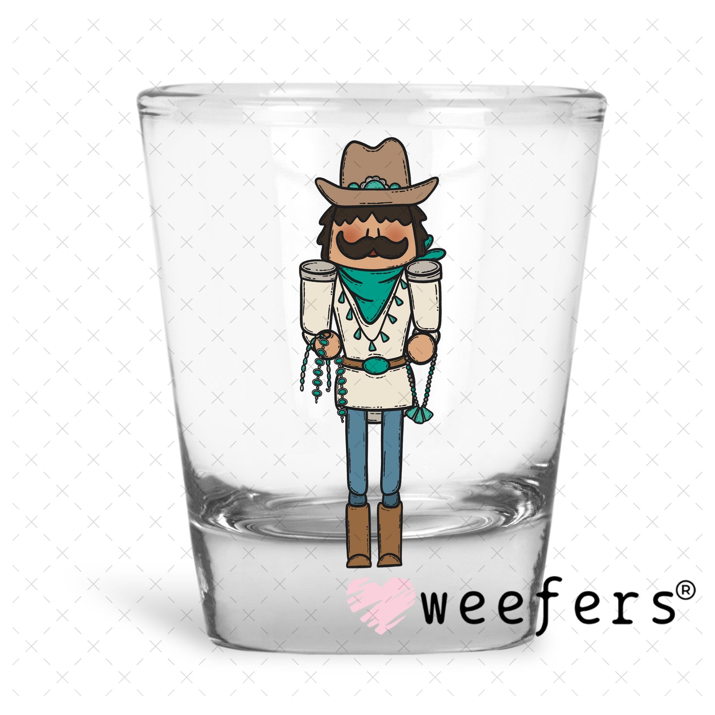 Western Nutcracker UV DTF Decal Shot Glass Heavy Base Weefers