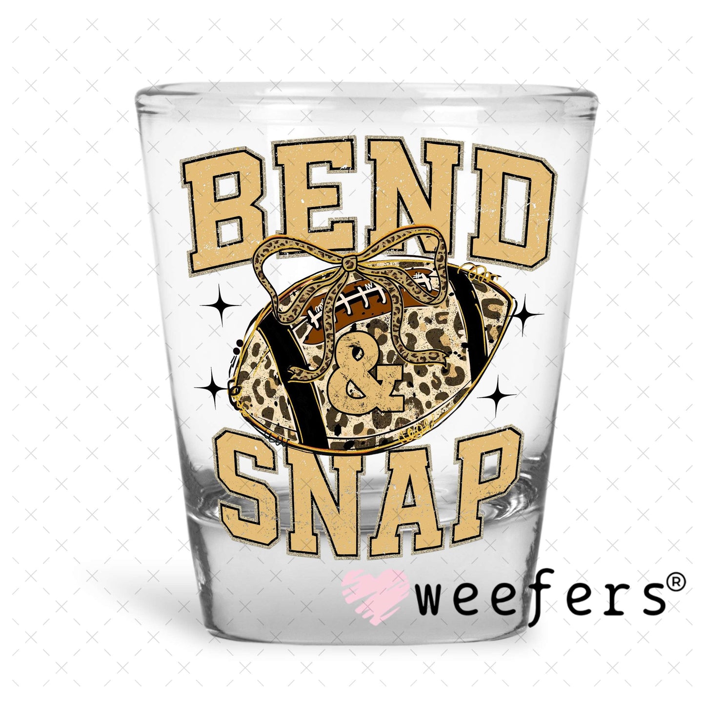 Bend and Snap Football UV DTF Decal Shot Glass Heavy Base Weefers
