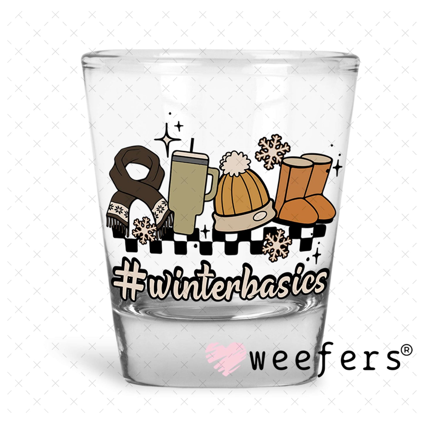 Winter Basics UV DTF Decal Shot Glass Heavy Base Weefers