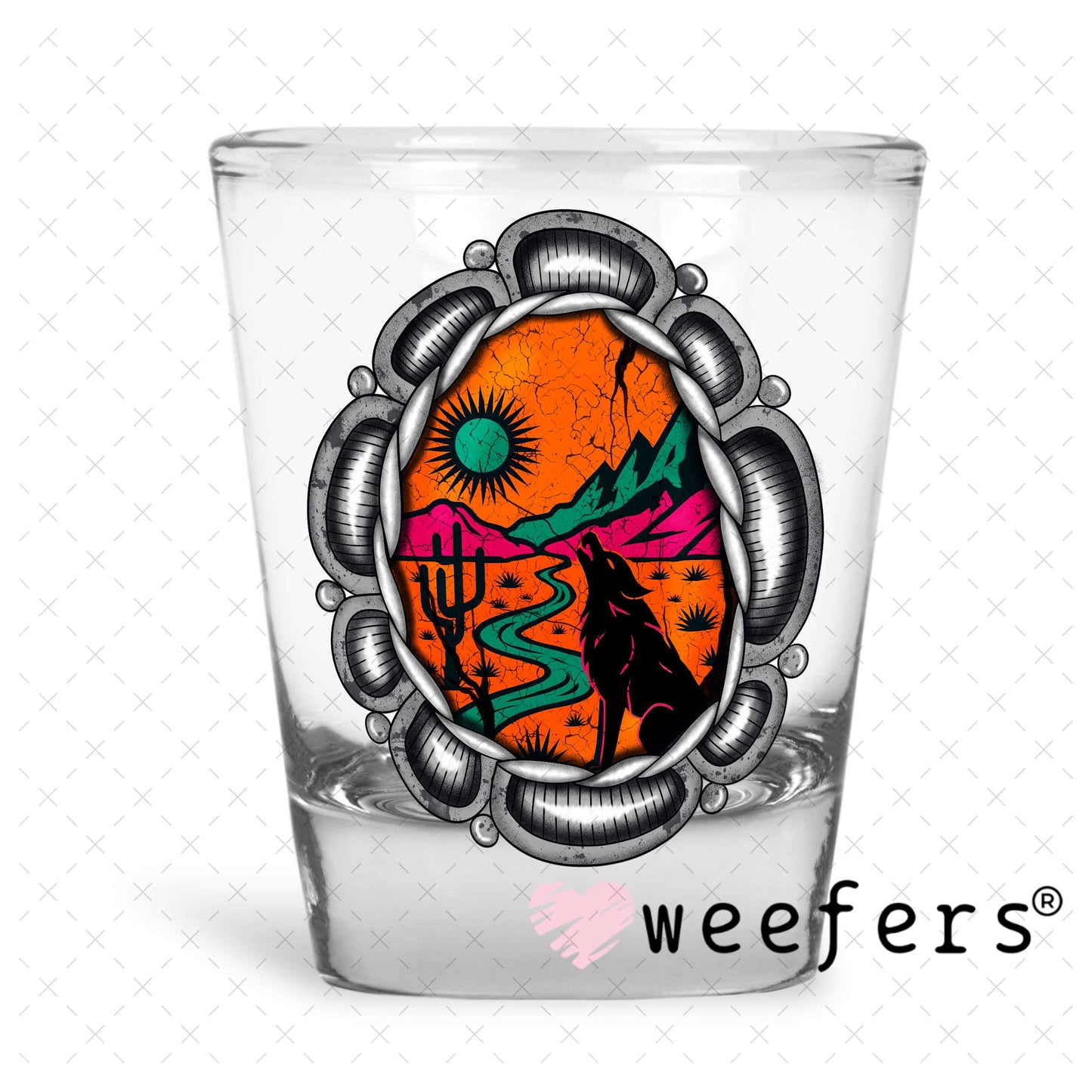 Desert Pendant UV DTF Decal Shot Glass Heavy Base Weefers
