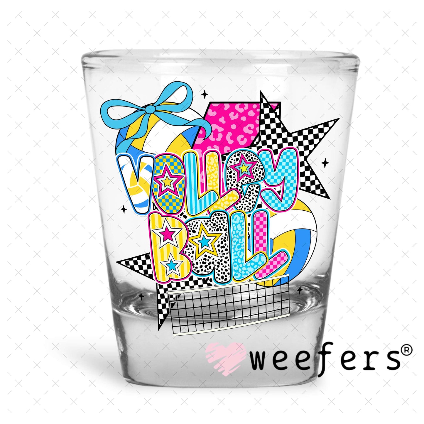 UV DTF Decal - Preppy Volleyball Shot Glass Heavy Base Weefers