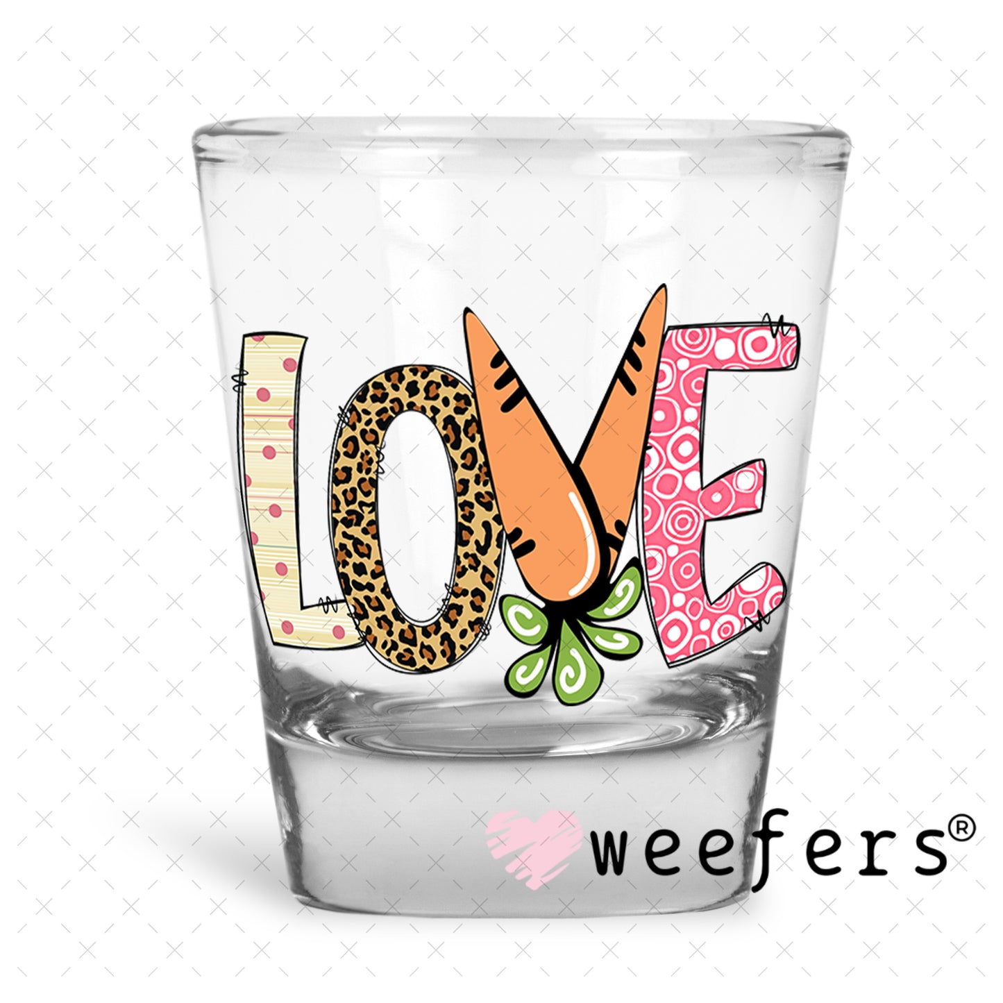 UV DTF Decal - Easter Love Shot Glass Heavy Base Weefers