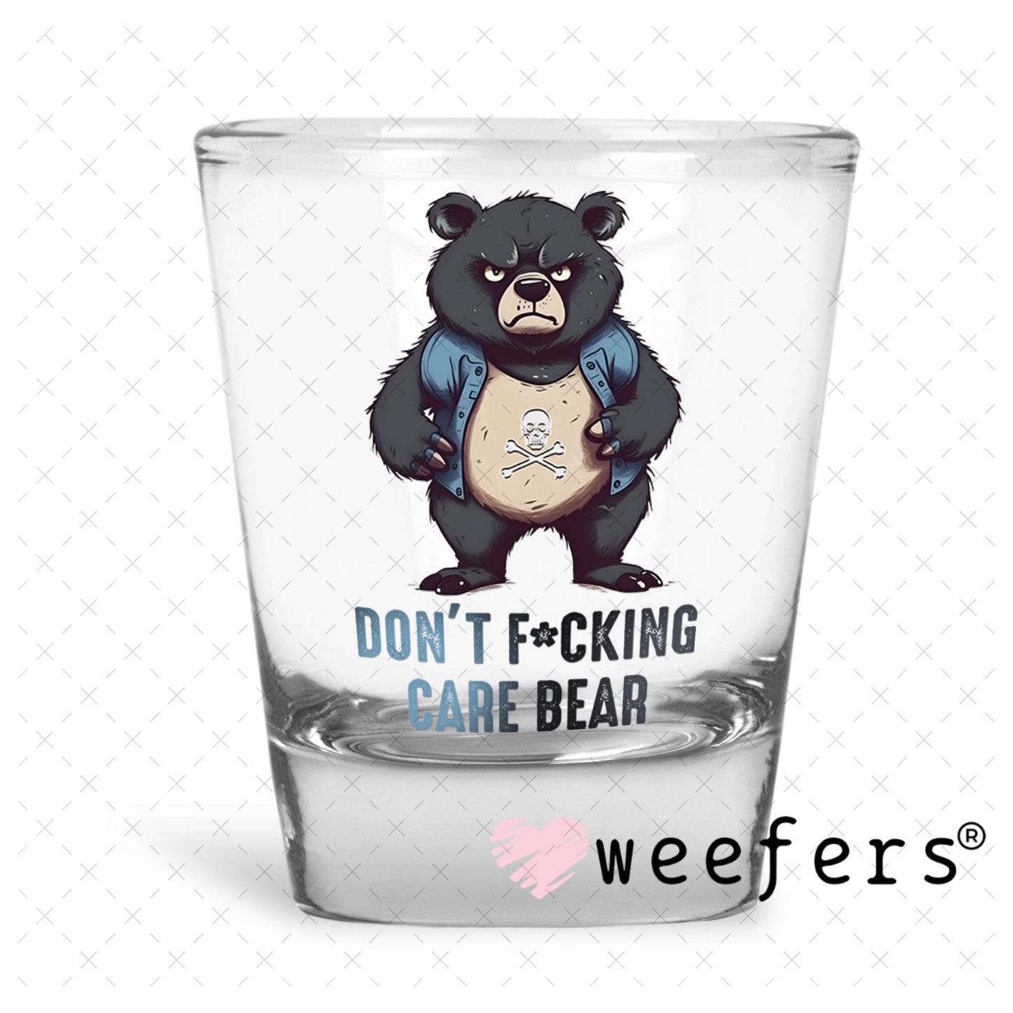 UV DTF Decal - Don't F'ing Care Bear Shot Glass Heavy Base Weefers