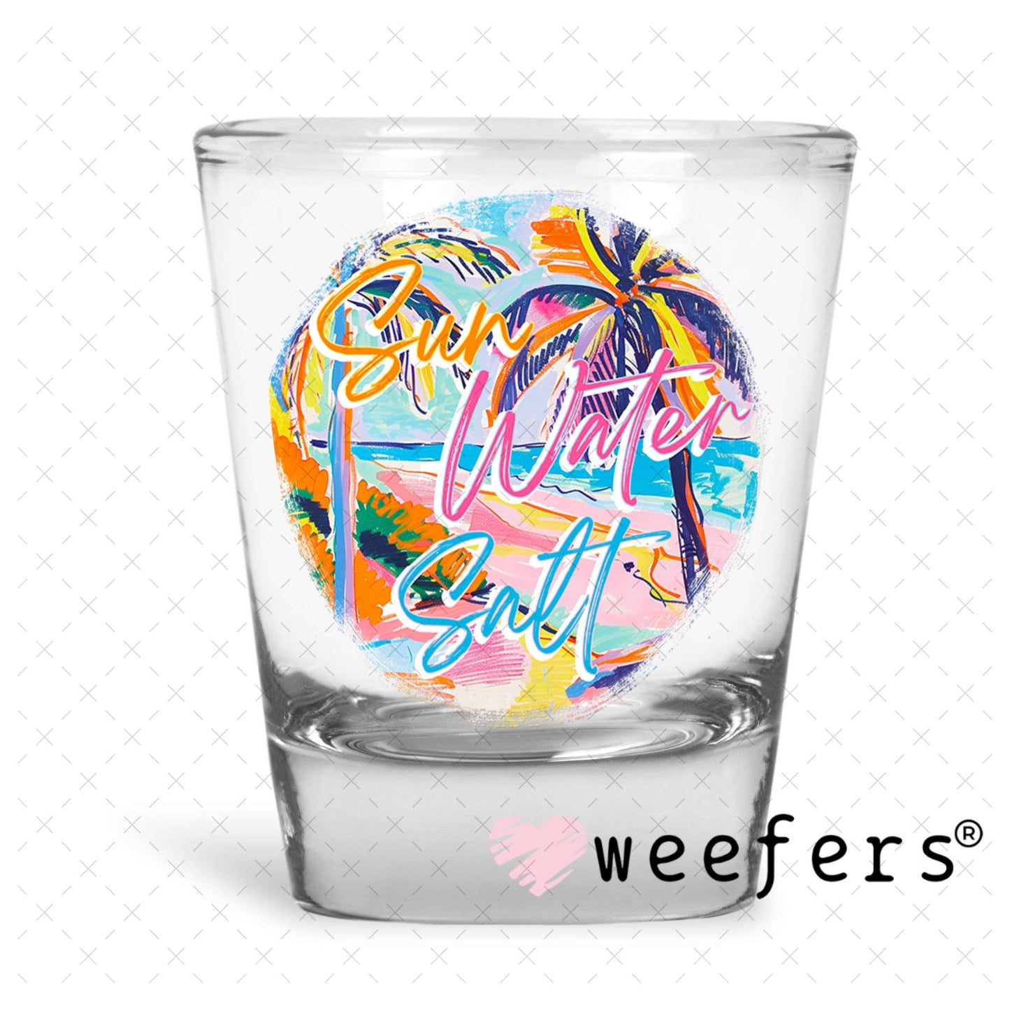 UV DTF Decal - Sun Water Salt Shot Glass Heavy Base Weefers