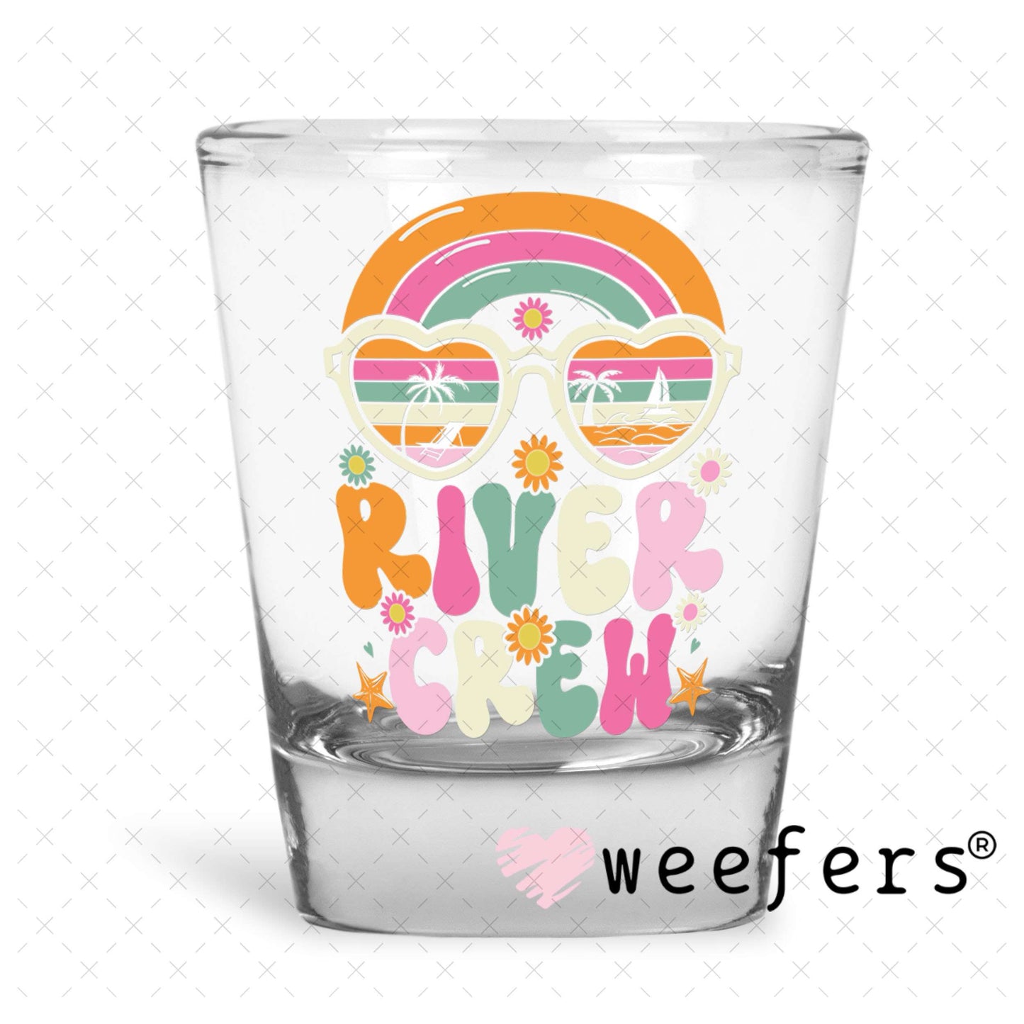 UV DTF Decal - River Crew Shot Glass Heavy Base Weefers
