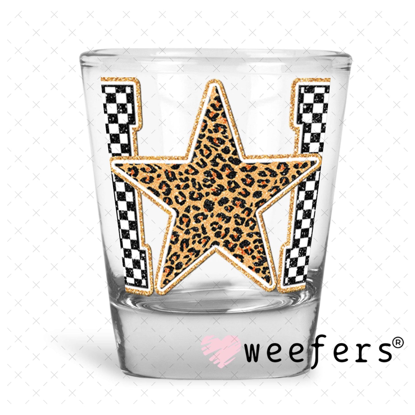 UV DTF Decal - Mom Leopard Star Shot Glass Heavy Base Weefers