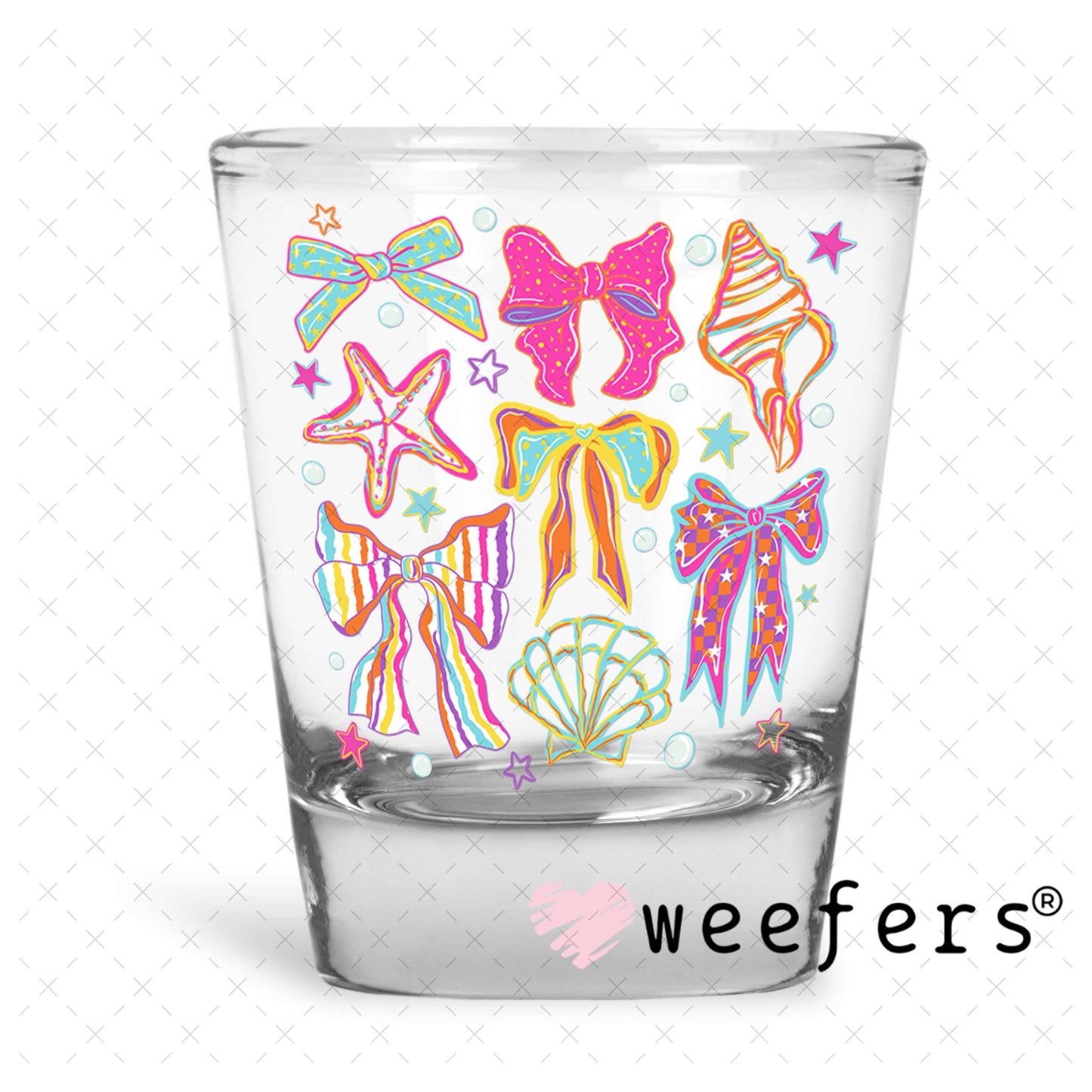 UV DTF Decal - Seashell Bows Shot Glass Heavy Base Weefers