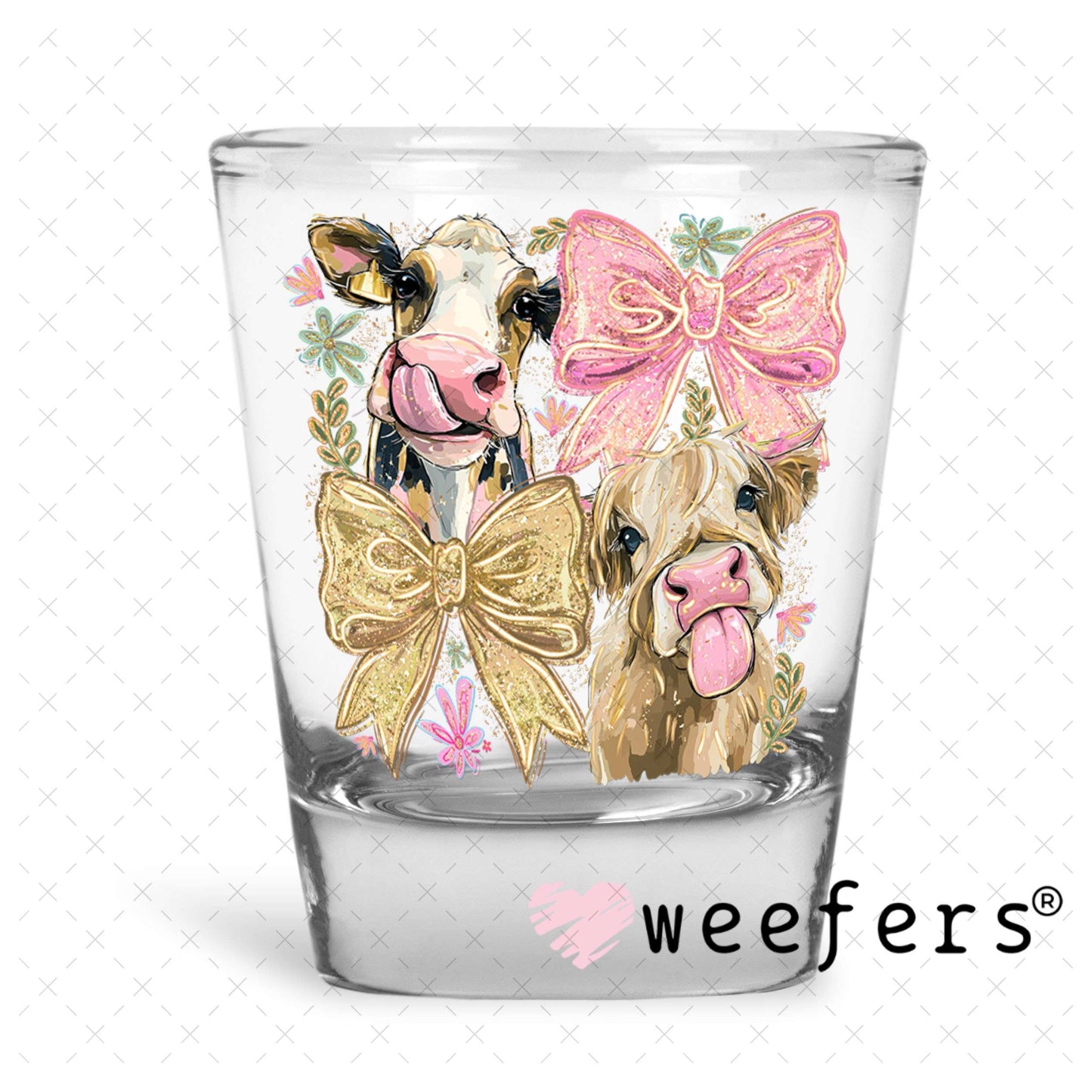 UV DTF Decal - Cows and Bows Shot Glass Heavy Base Weefers
