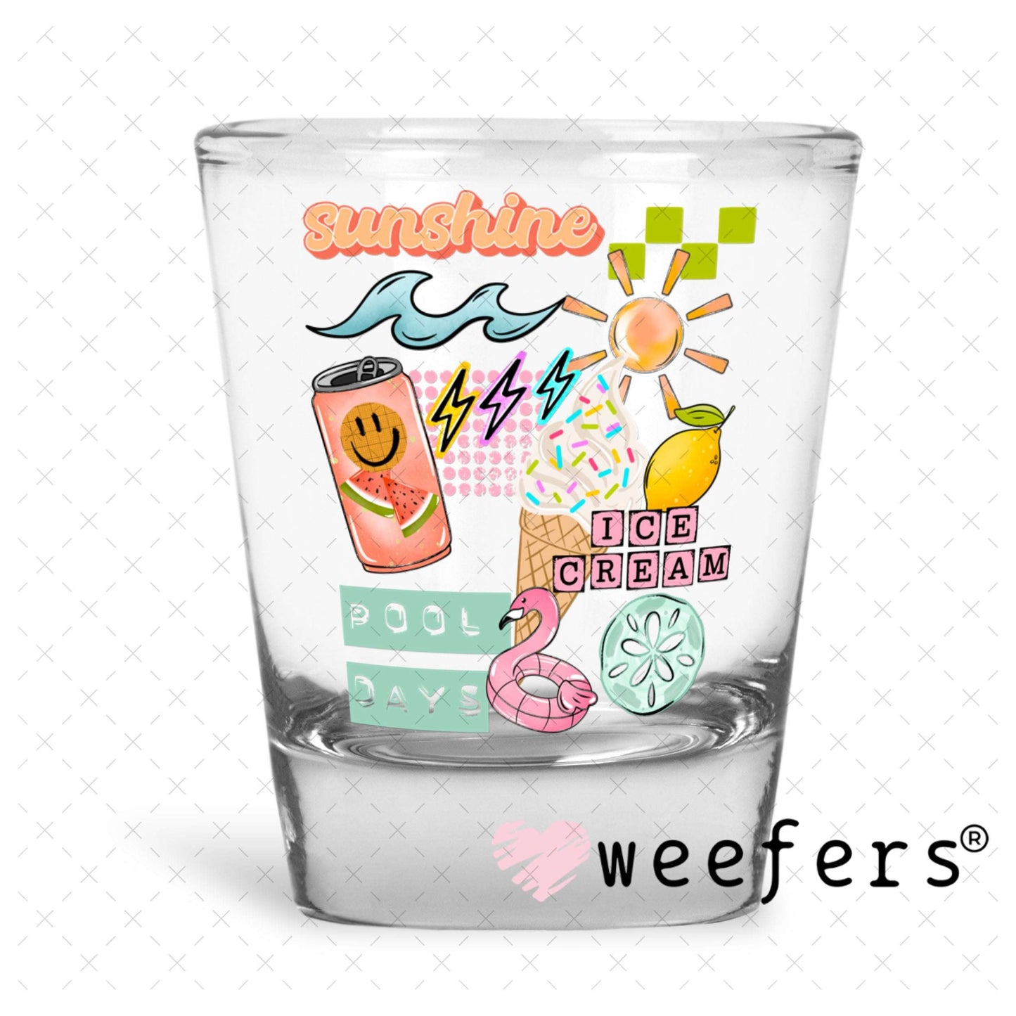UV DTF Decal - Sunshine Ice Cream Shot Glass Heavy Base Weefers