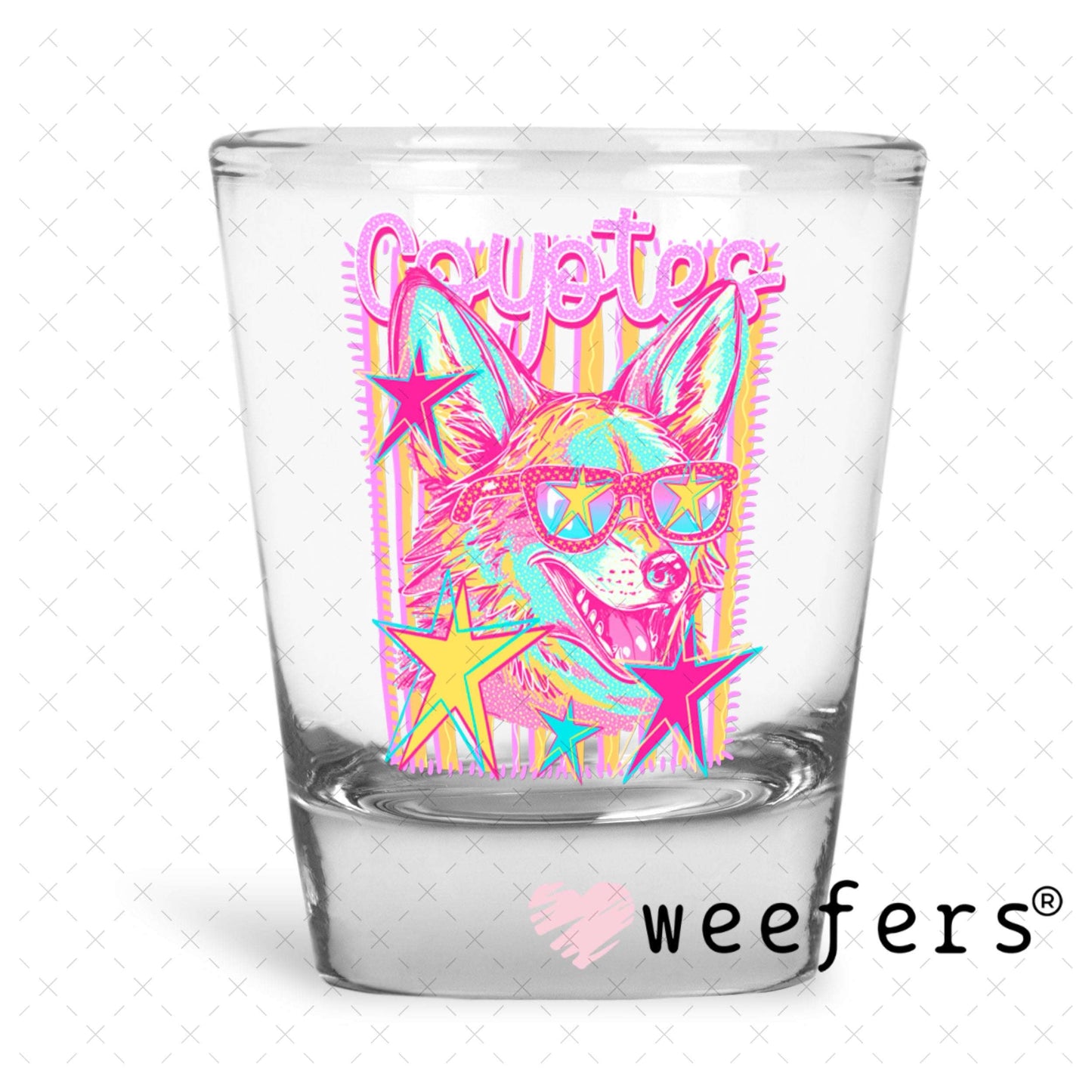 UV DTF Decal - Coyotes Colorful Mascot Shot Glass Heavy Base Weefers