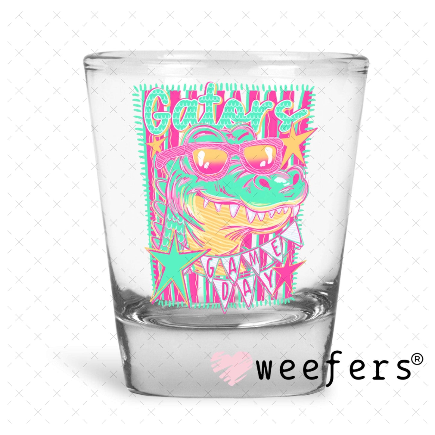 UV DTF Decal - Gators Game Day Colorful Mascot Shot Glass Heavy Base Weefers