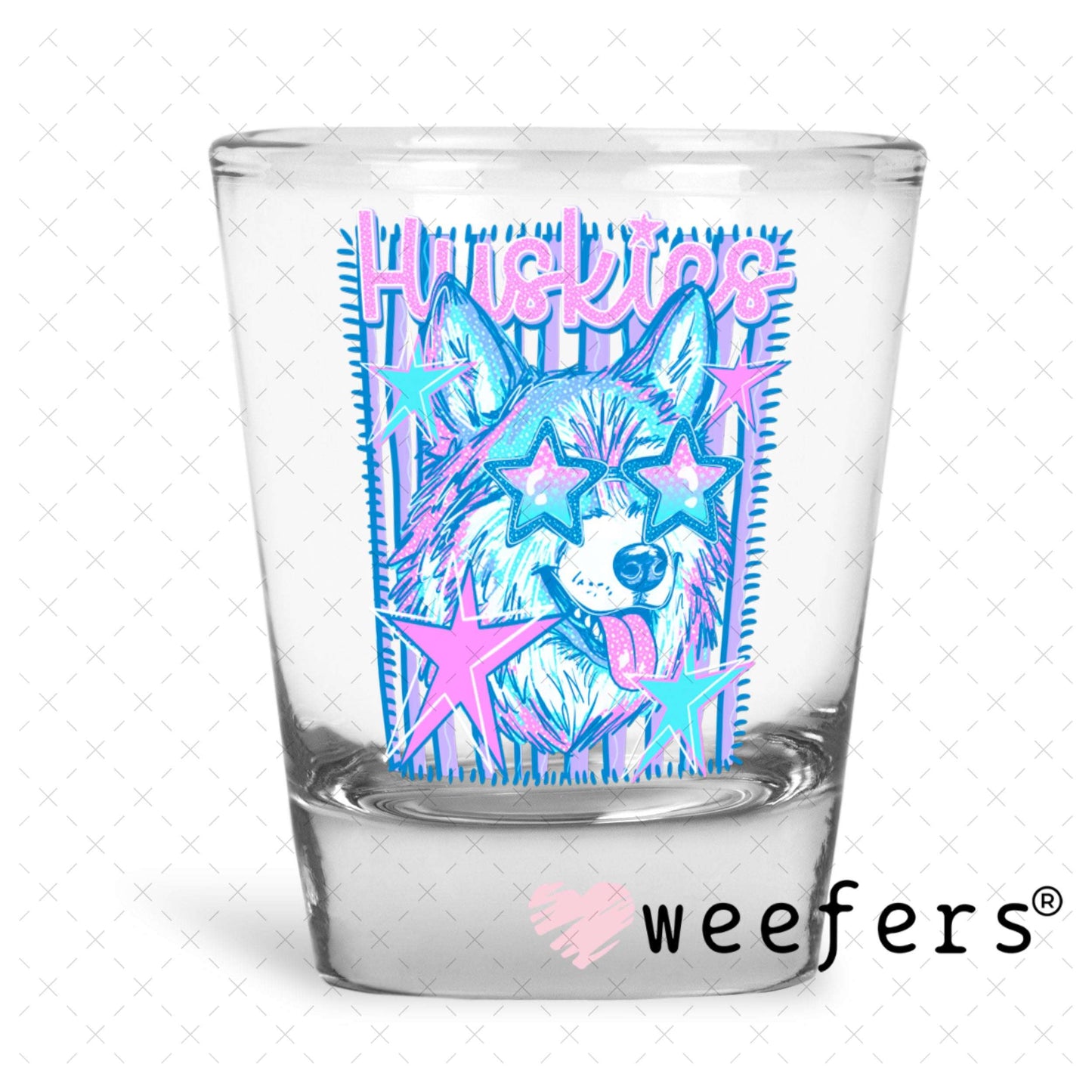 UV DTF Decal - Huskies Colorful Mascot Shot Glass Heavy Base Weefers