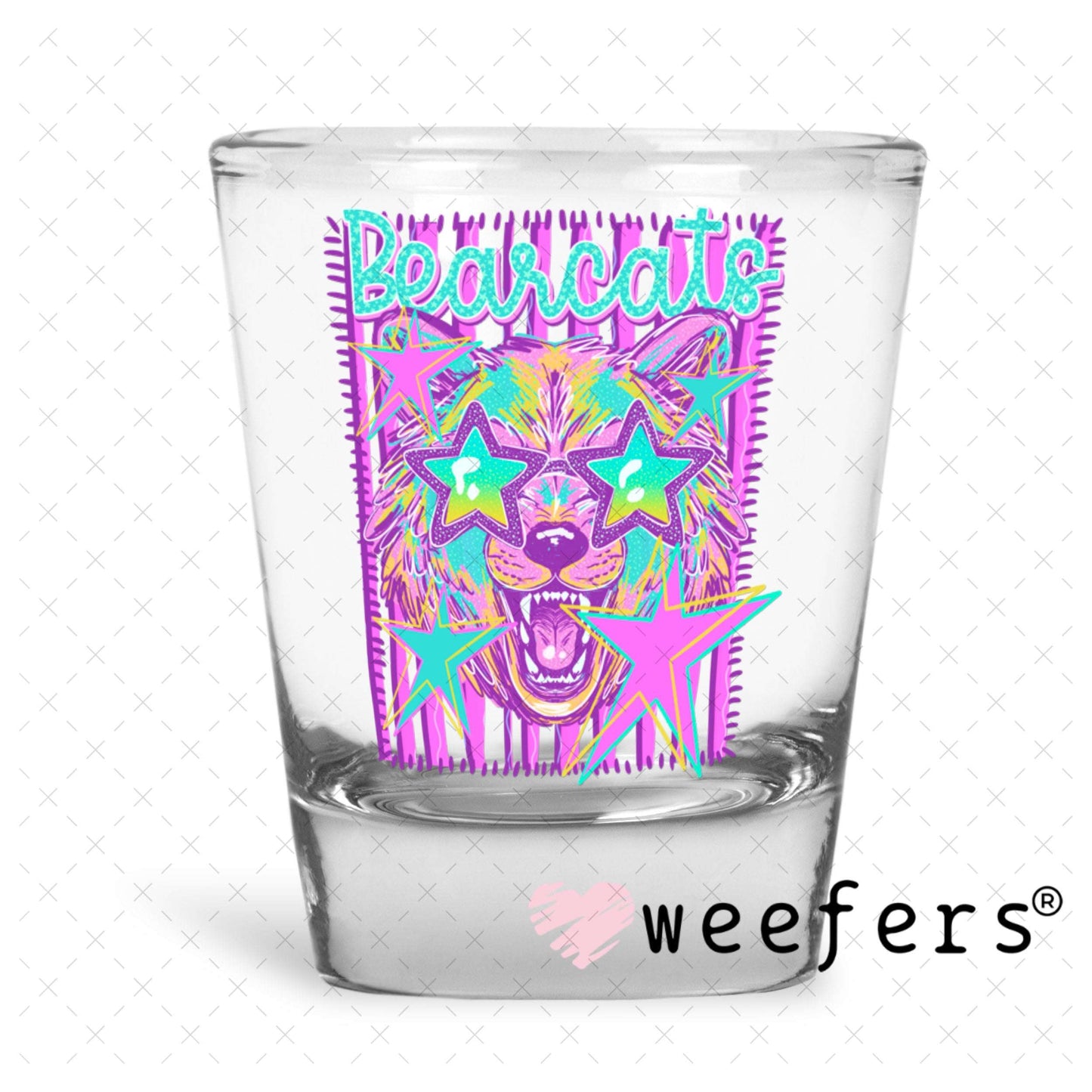 UV DTF Decal - Bobcats Colorful Mascot Shot Glass Heavy Base Weefers