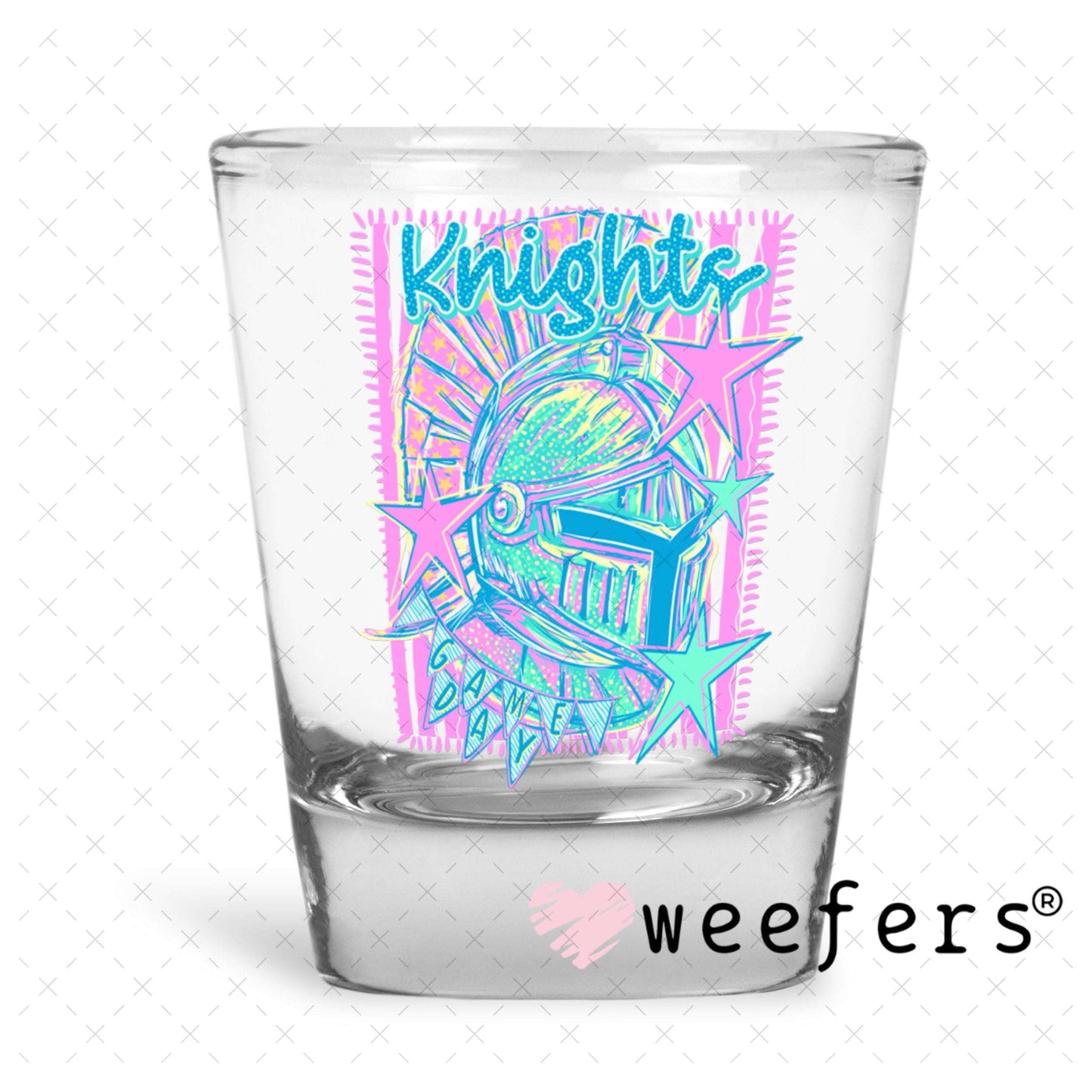 UV DTF Decal - Knights Game Day Colorful Mascot Shot Glass Heavy Base Weefers