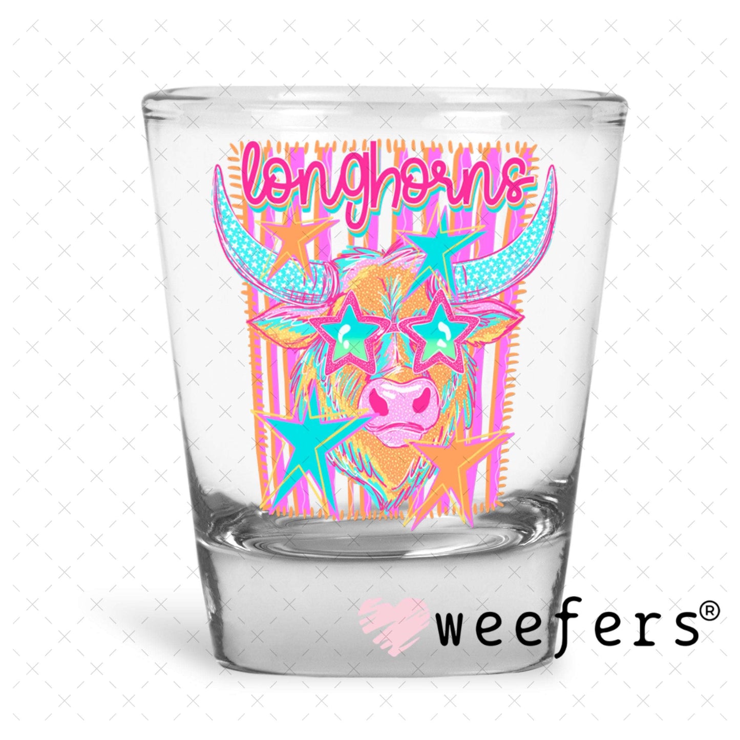 UV DTF Decal - Longhorns Colorful Mascot Shot Glass Heavy Base Weefers