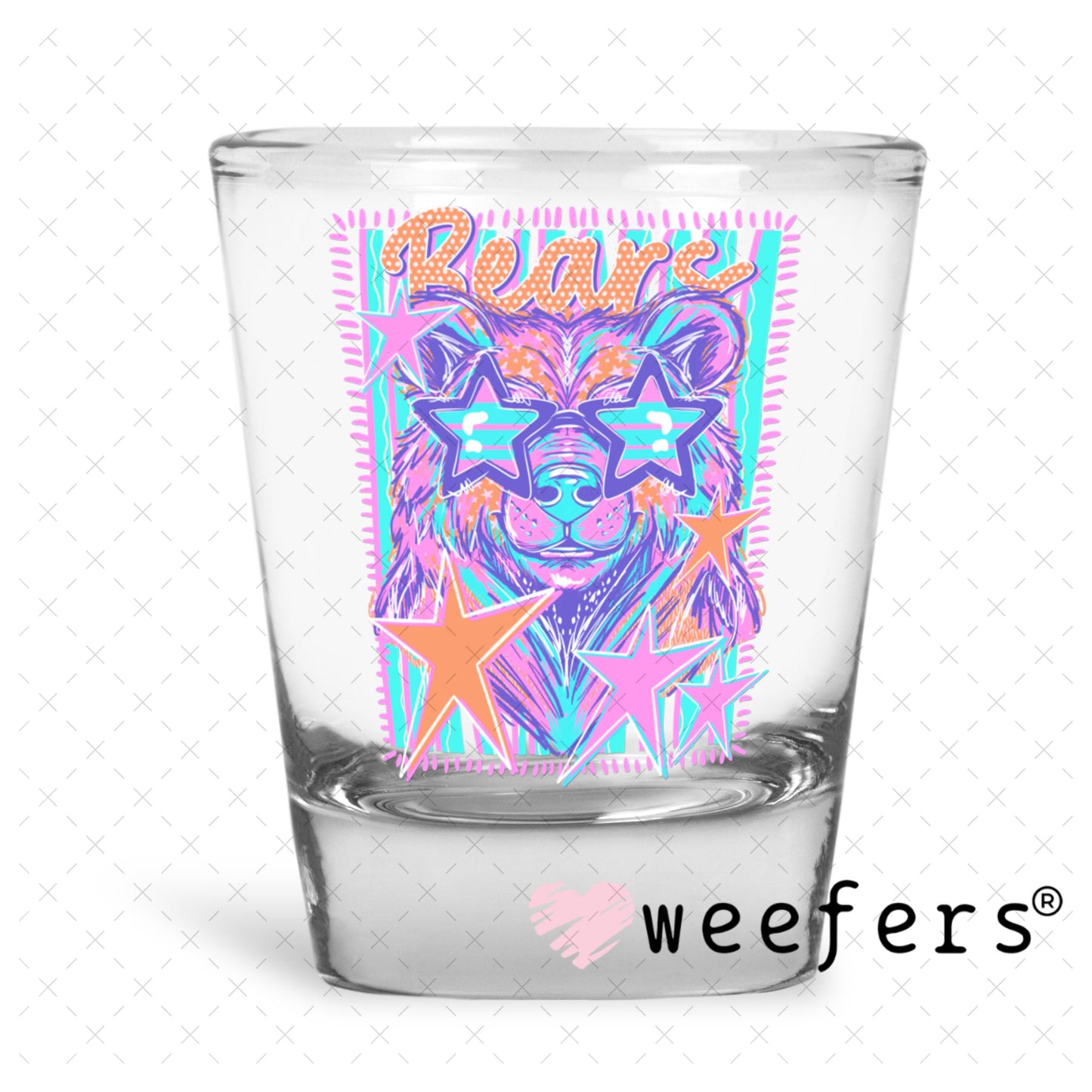 UV DTF Decal - Bears Colorful Mascot Shot Glass Heavy Base Weefers
