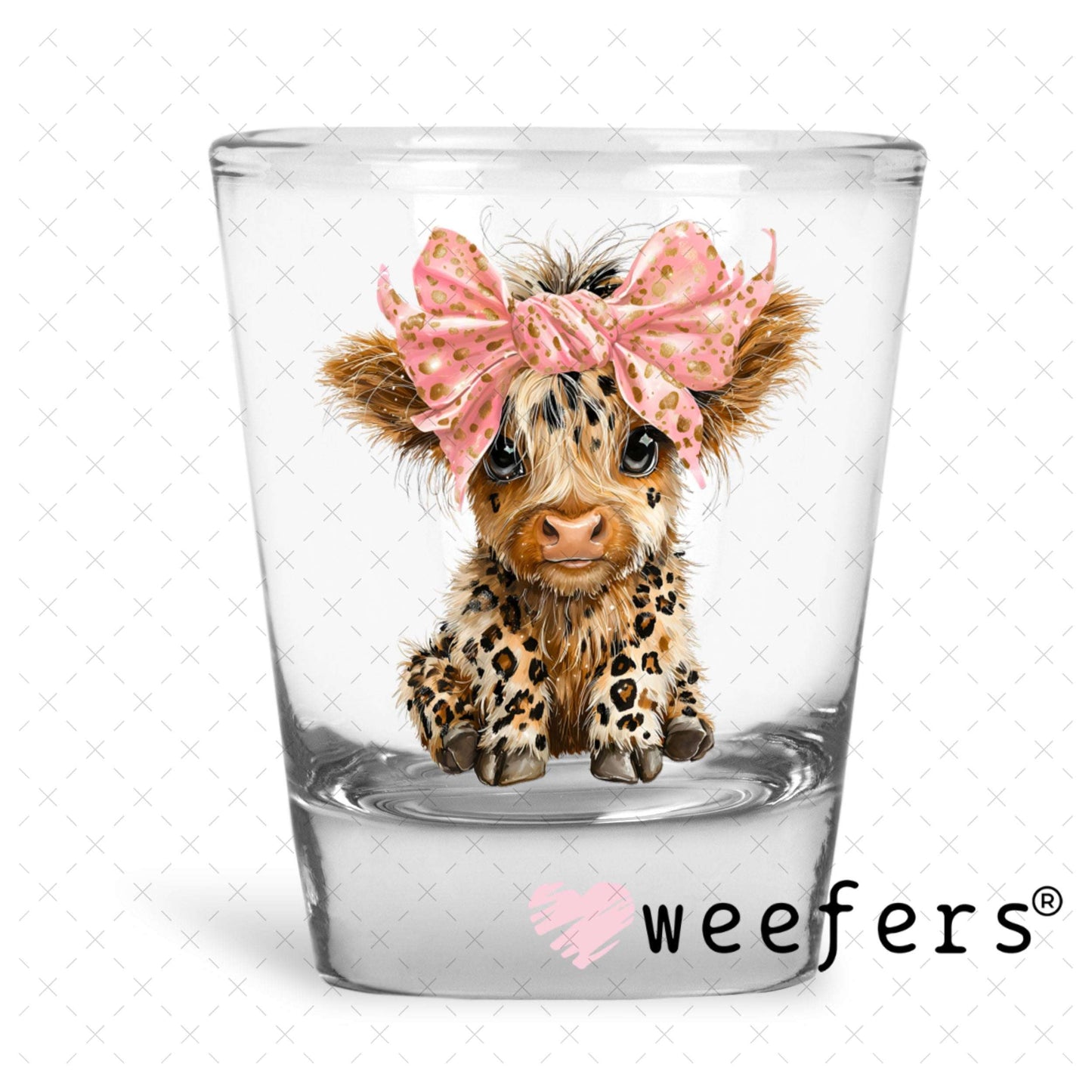 UV DTF Decal - Leopard Bougie Highland Cow Shot Glass Heavy Base Weefers