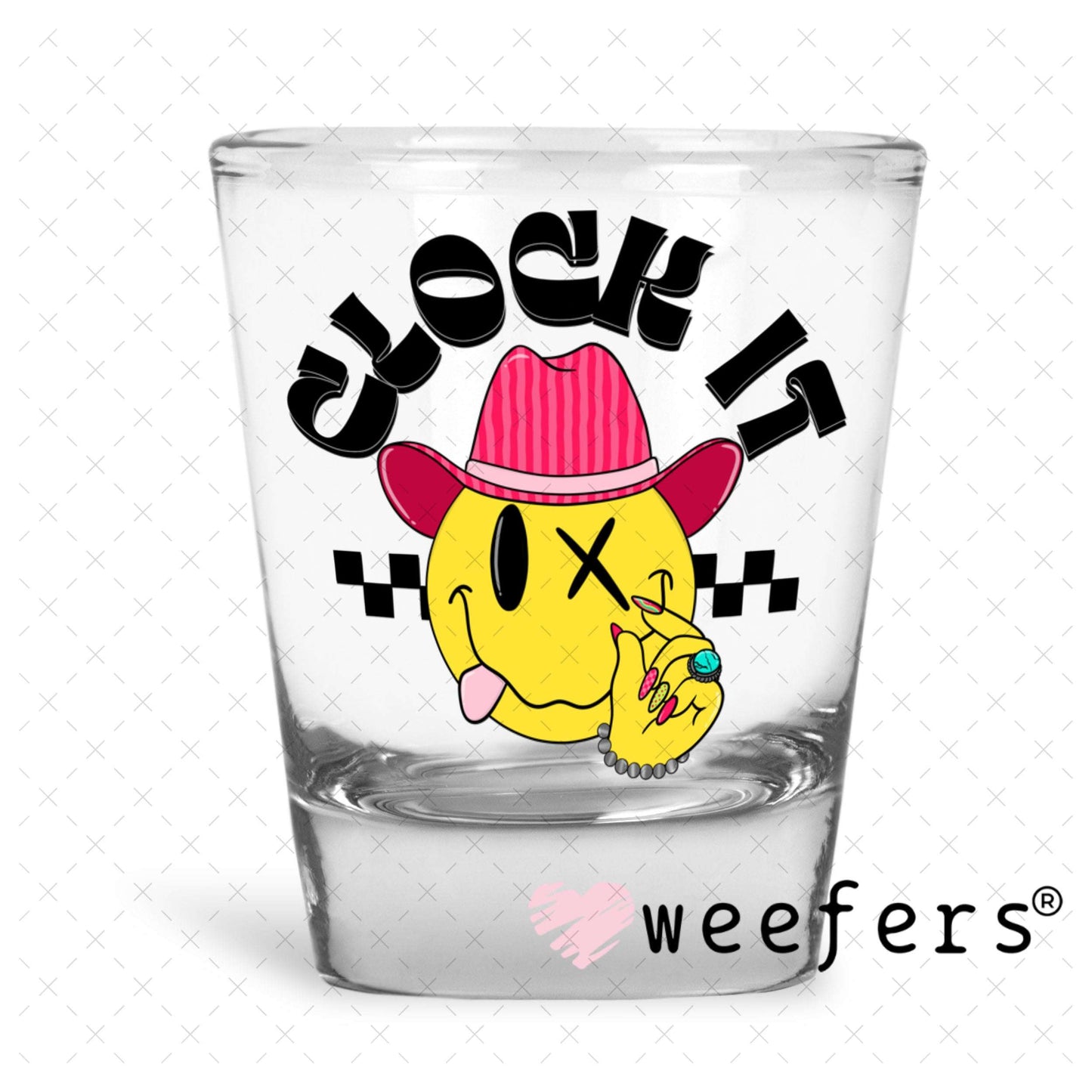 UV DTF Decal - Clock It Shot Glass Heavy Base Weefers