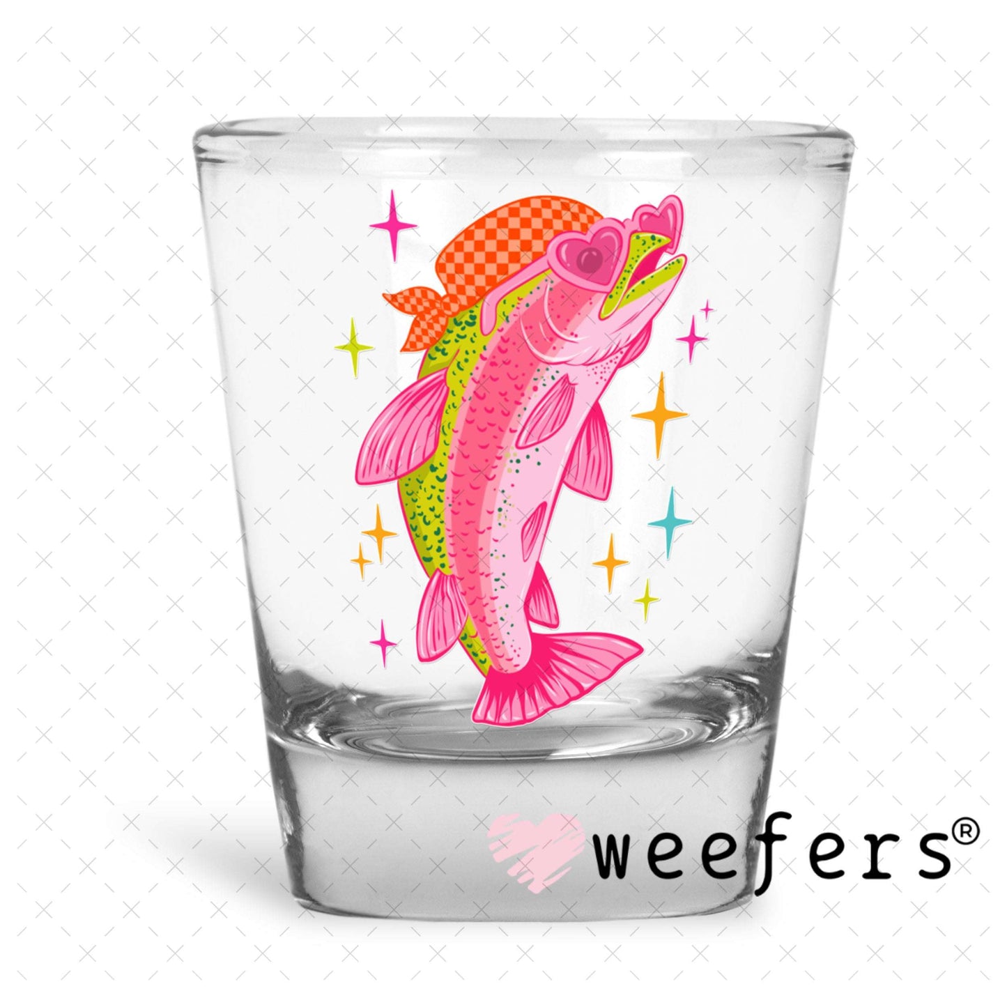 UV DTF Decal - Pink Sea Bass Shot Glass Heavy Base Weefers