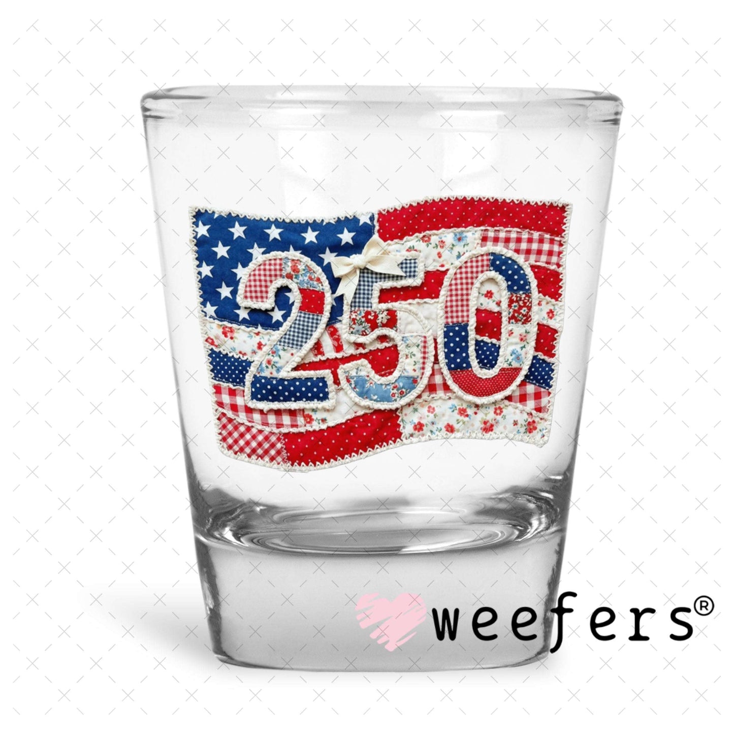UV DTF Decal - 250 Quilt USA Shot Glass Heavy Base Weefers