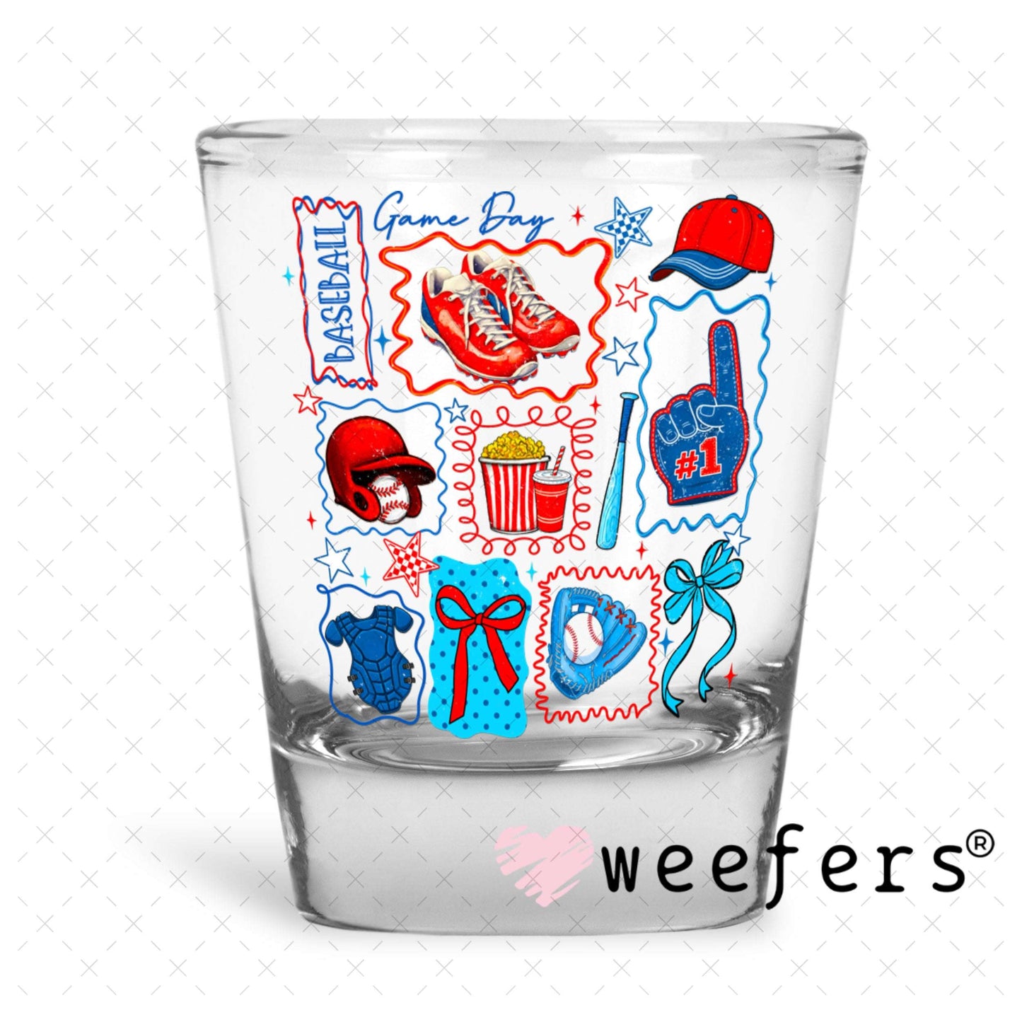 UV DTF Decal - Game Day Retro Baseball Shot Glass Heavy Base Weefers