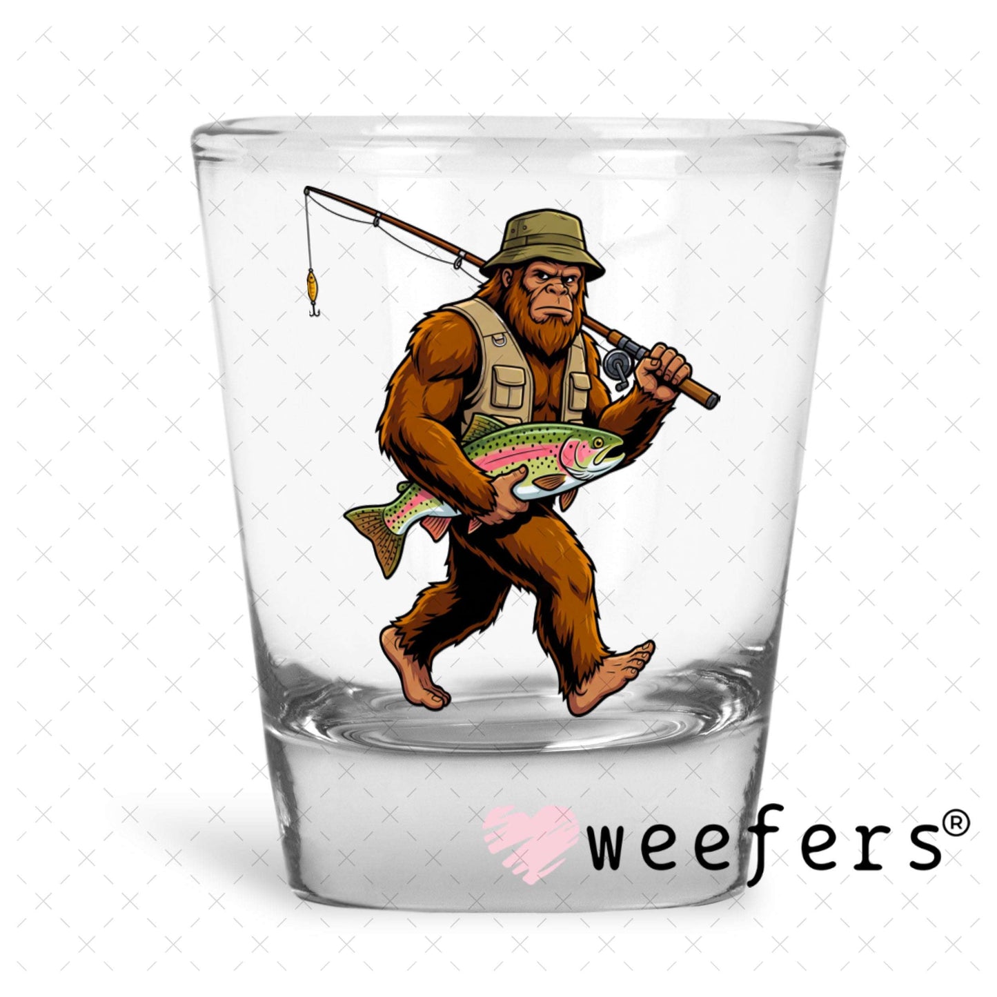 UV DTF Decal - Funny Fishing Shot Glass Heavy Base Weefers