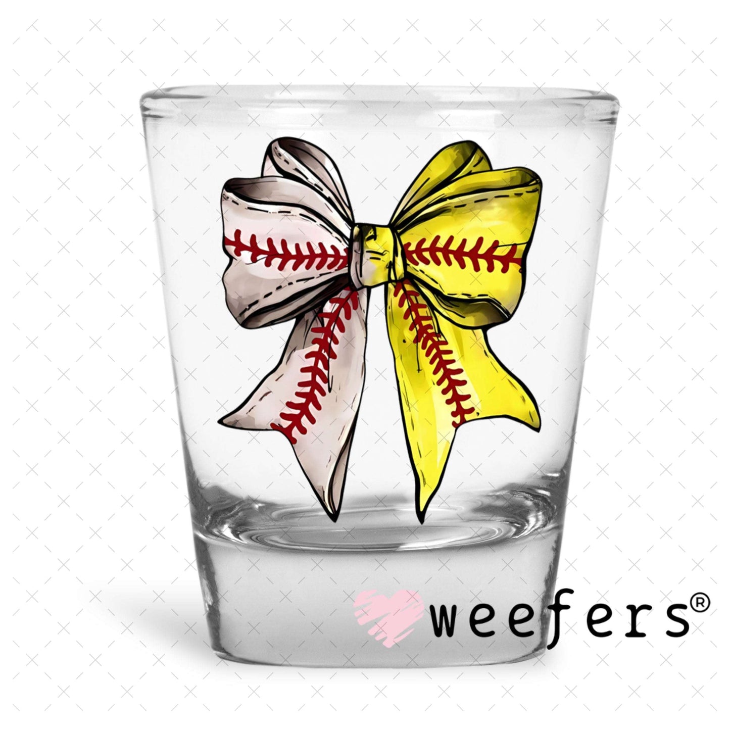 UV DTF Decal - Baseball Softball Bow Shot Glass Heavy Base Weefers