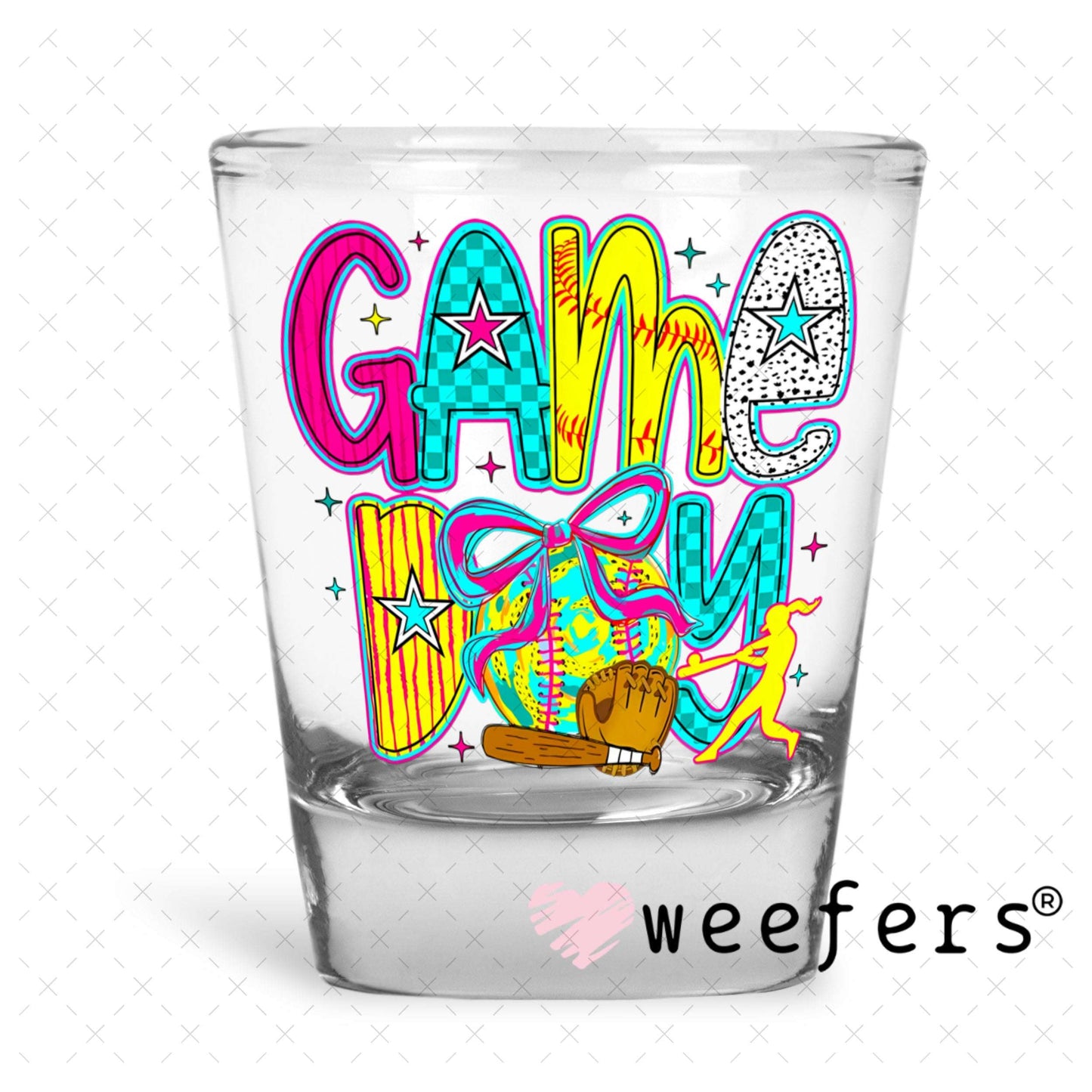 UV DTF Decal - Game Day Softball Shot Glass Heavy Base Weefers