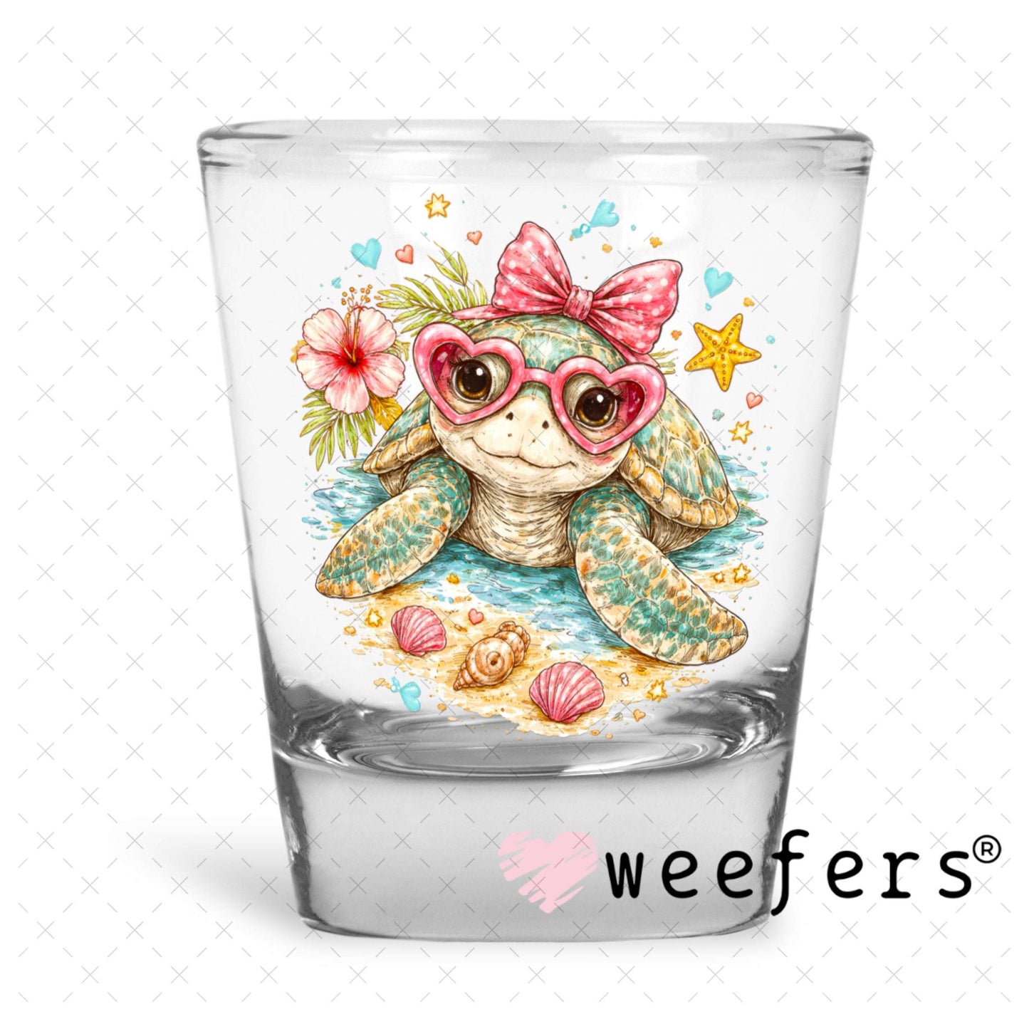 UV DTF Decal - Sweet Sea Turtle Shot Glass Heavy Base Weefers