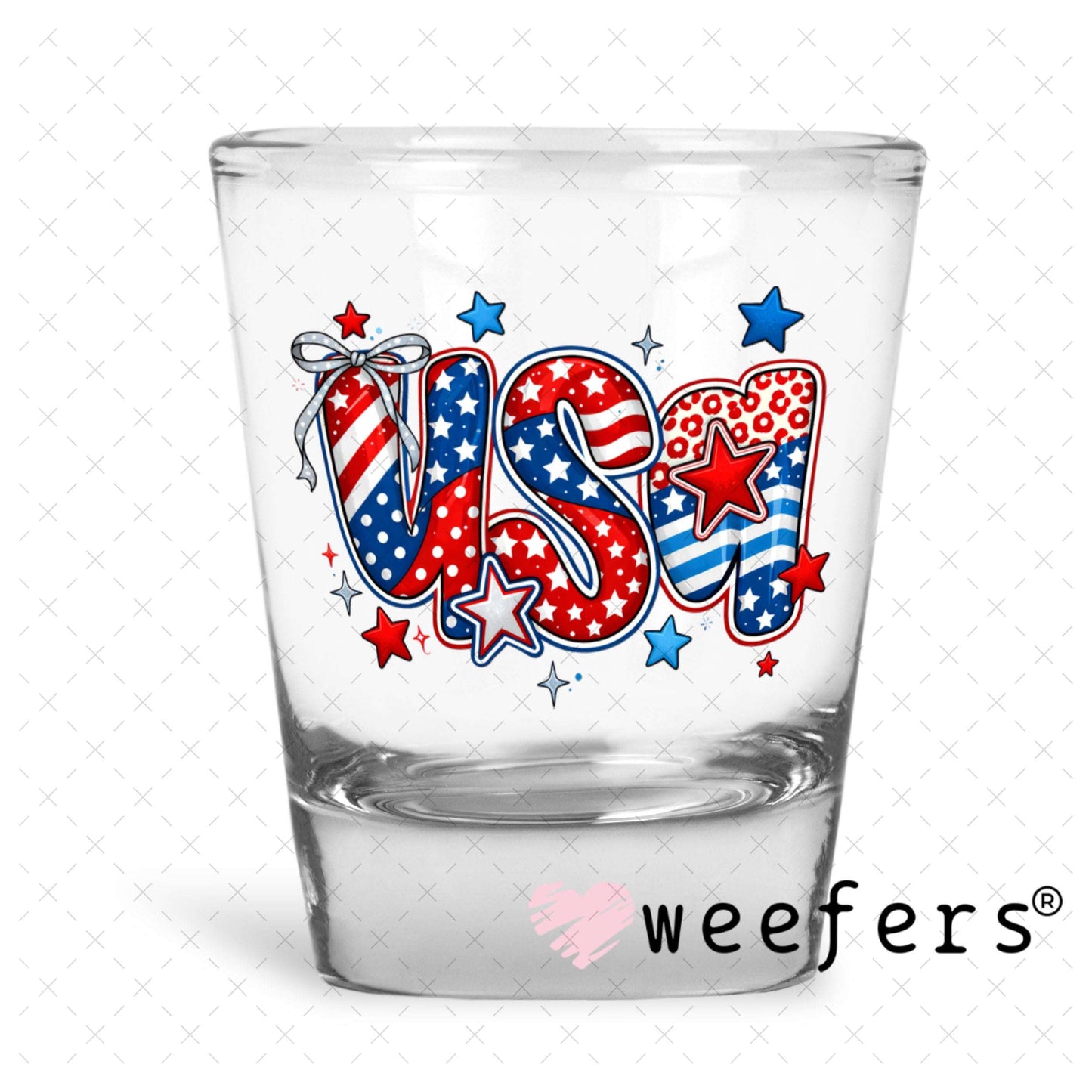 UV DTF Decal - USA 4th of July Shot Glass Heavy Base Weefers