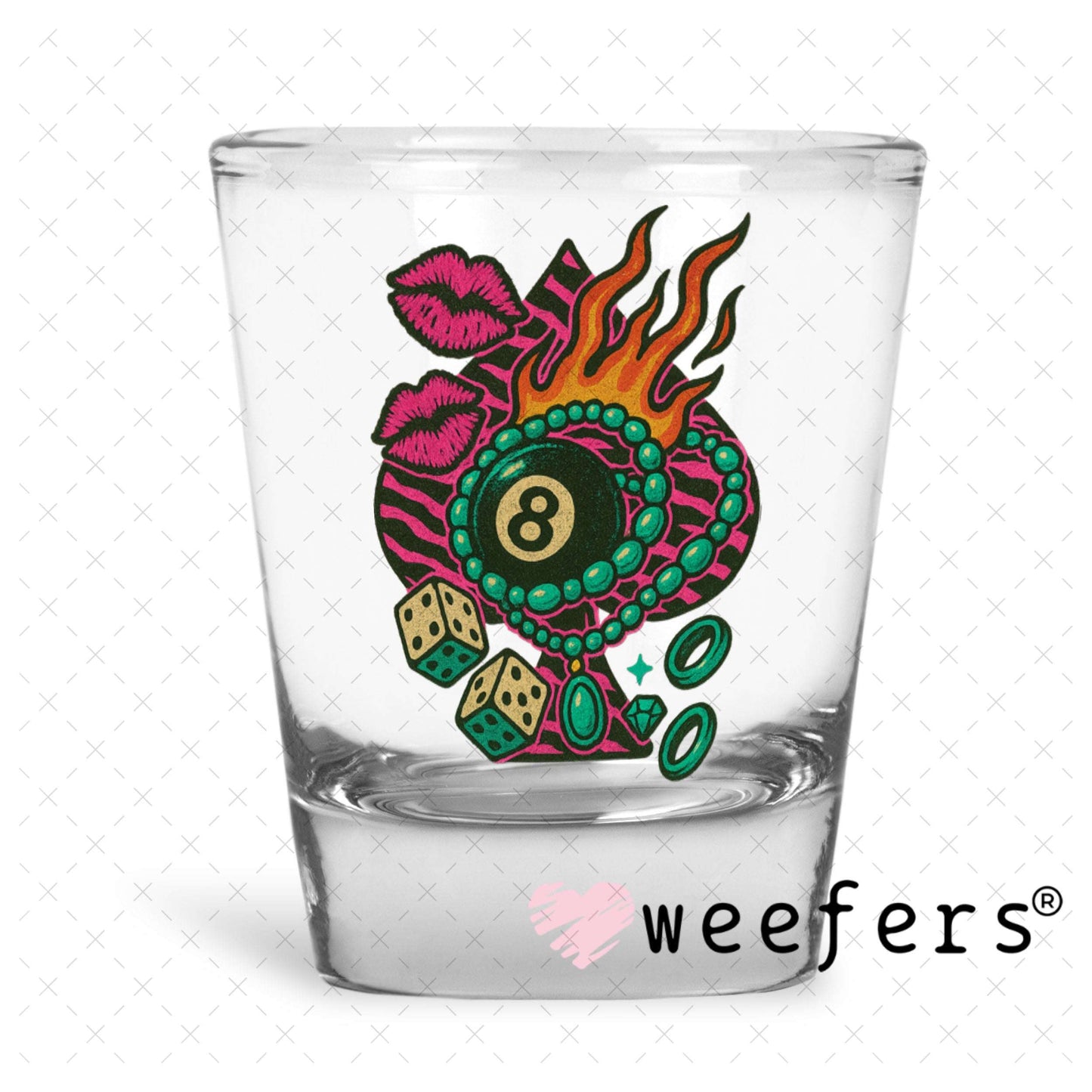 UV DTF Decal - Spade Eightball Shot Glass Heavy Base Weefers