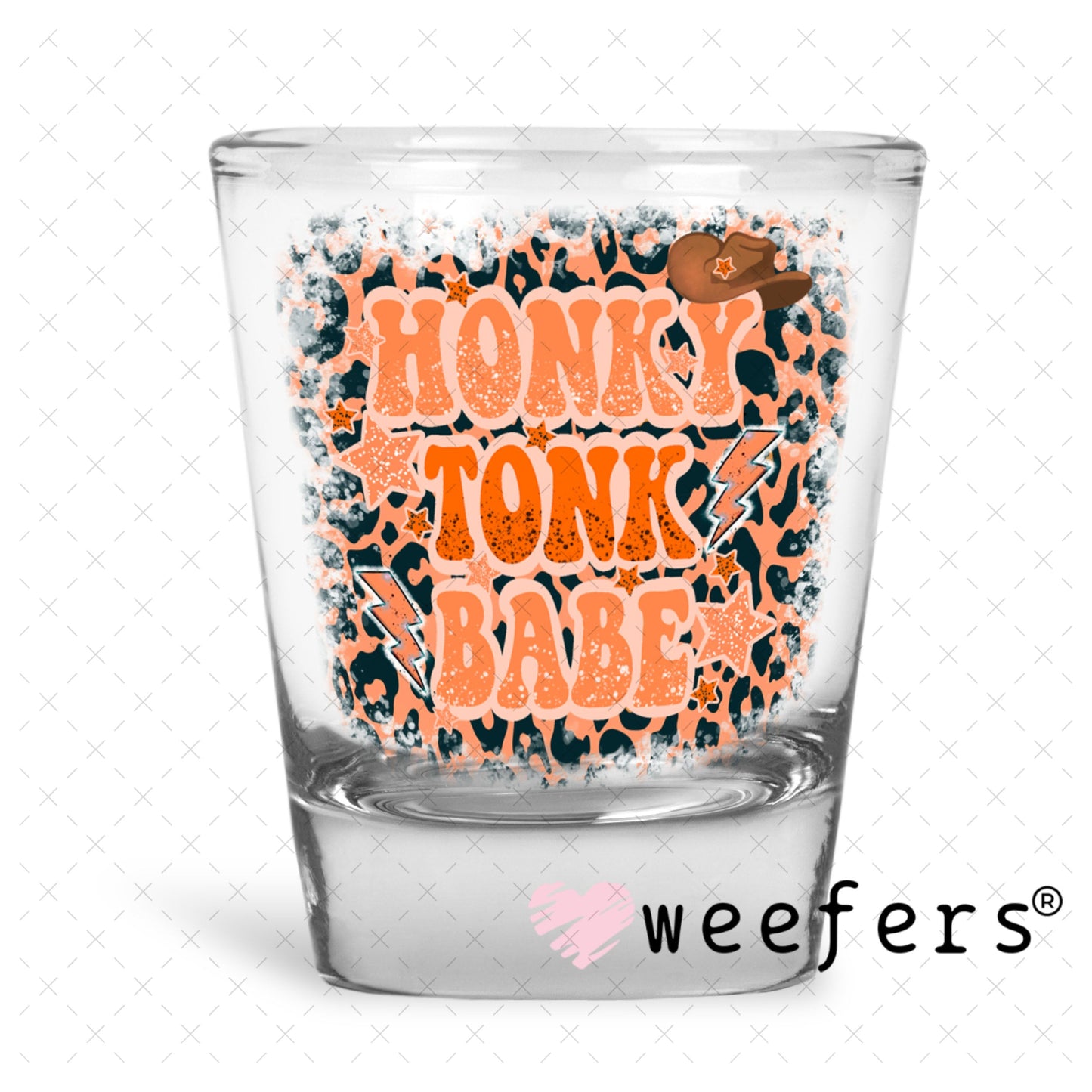 UV DTF Decal - Honky Tonk Babe Shot Glass Heavy Base Weefers