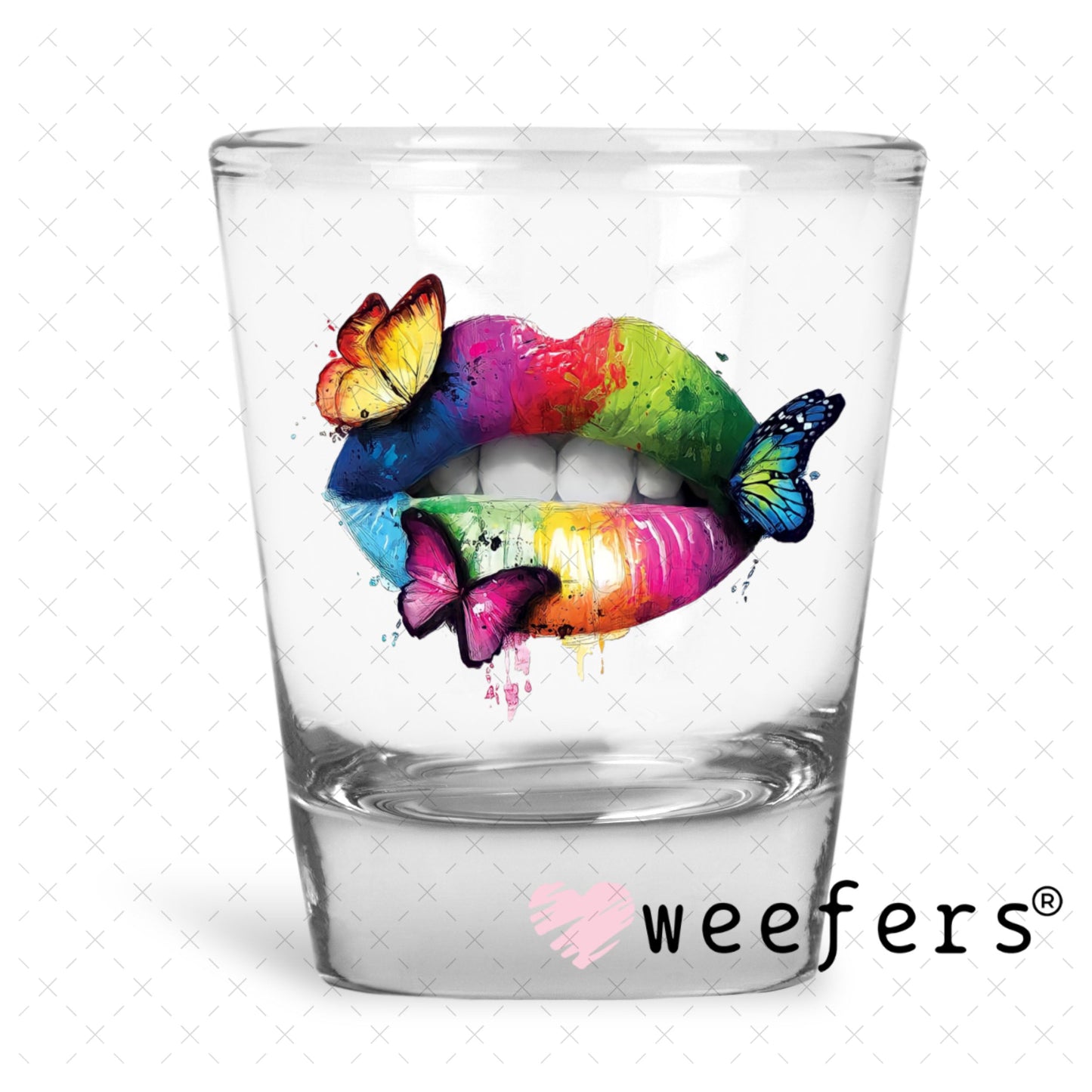 UV DTF Decal - Rainbow Lips Shot Glass Heavy Base Weefers