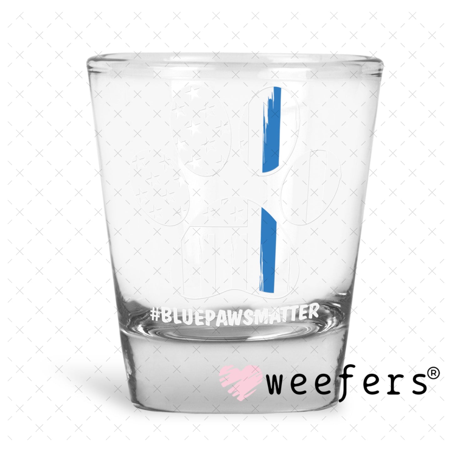 UV DTF Decal - Blue Paws Matter Police Shot Glass Heavy Base Weefers