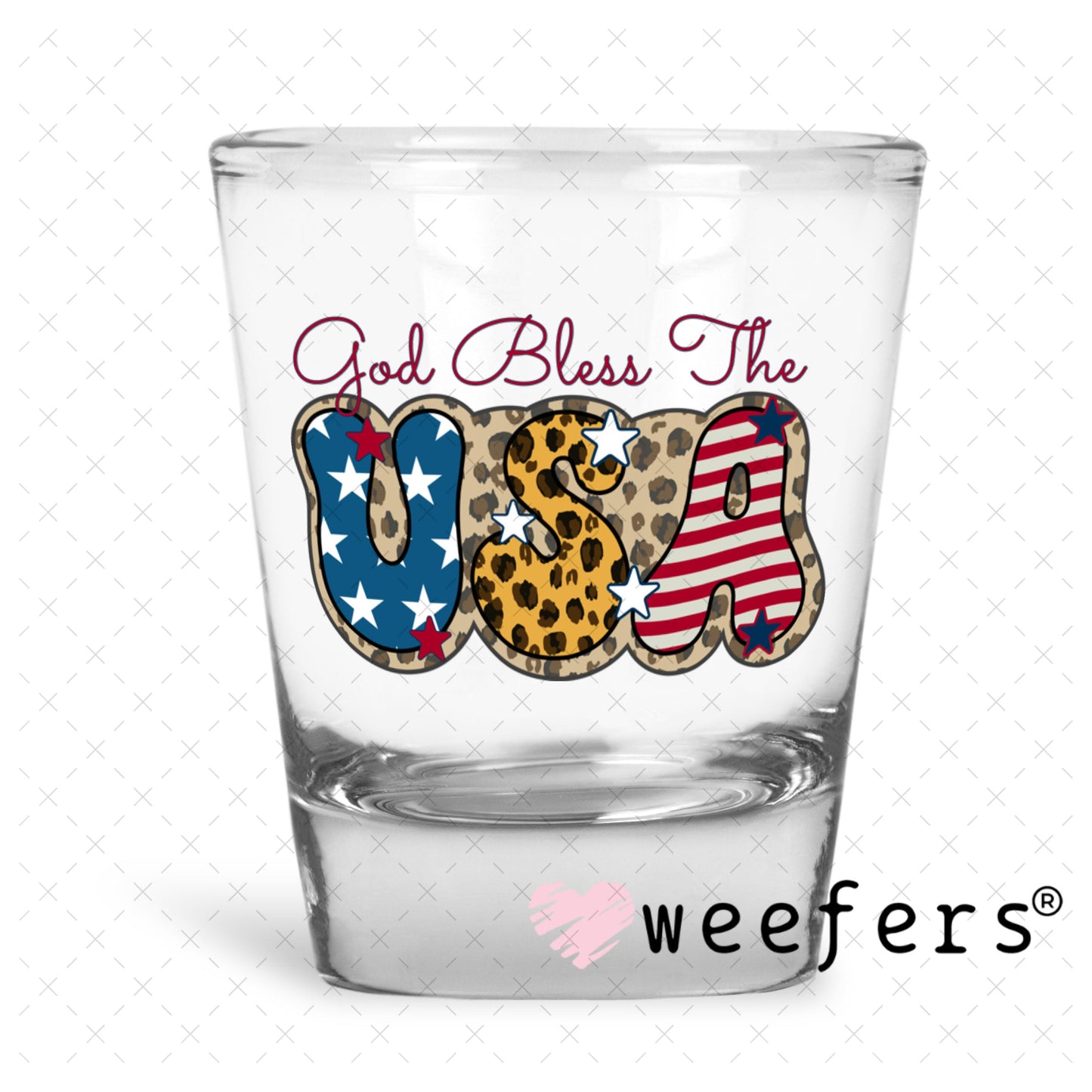 UV DTF Decal - God Bless the USA Shot Glass Heavy Base Weefers