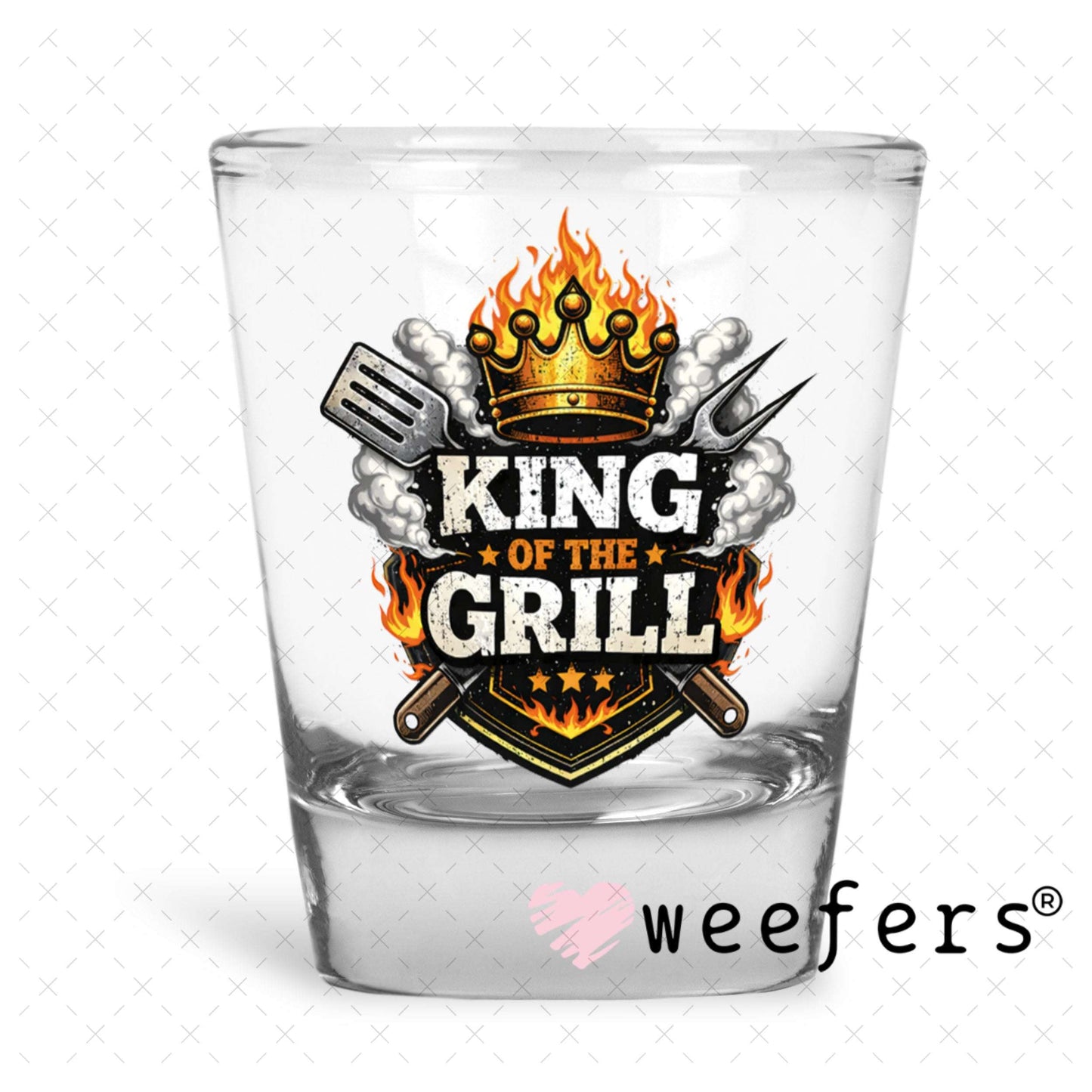 UV DTF Decal - King of the Grill Shot Glass Heavy Base Weefers
